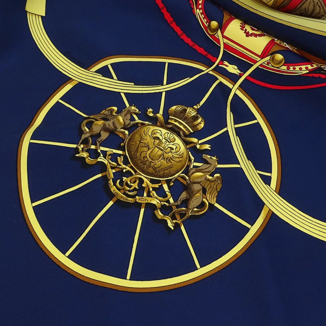 Hermes Springs Navy 100% Silk Scarf 90 - Image 5