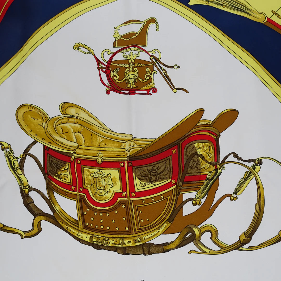 Hermes Springs Navy 100% Silk Scarf 90 - Image 6