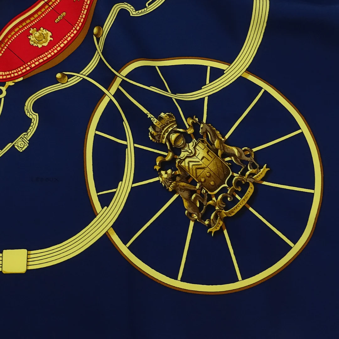 Hermes Springs Navy 100% Silk Scarf 90 - Image 7