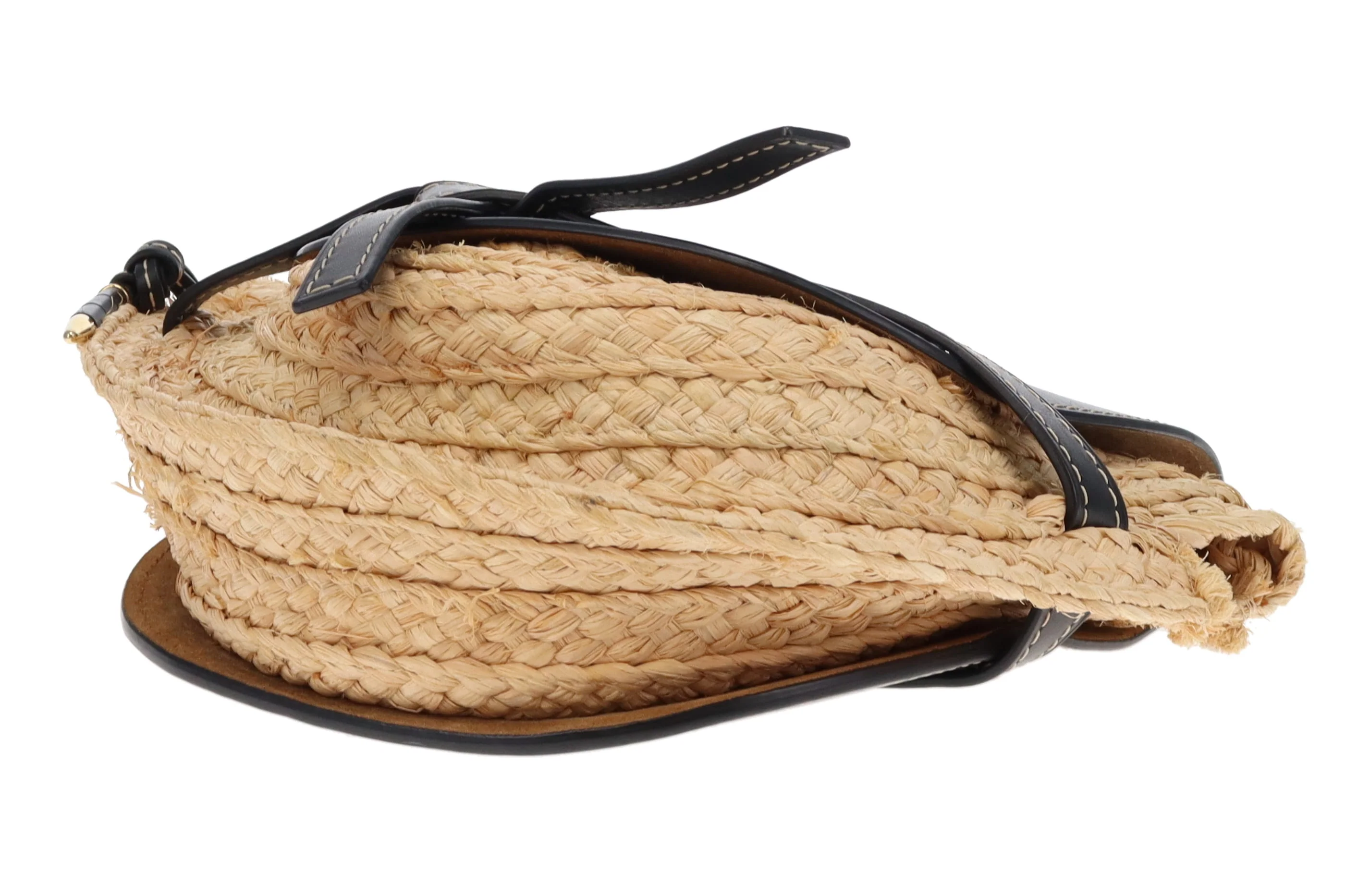 Loewe Raffia and Navy Leather Gate Bag - Image 11
