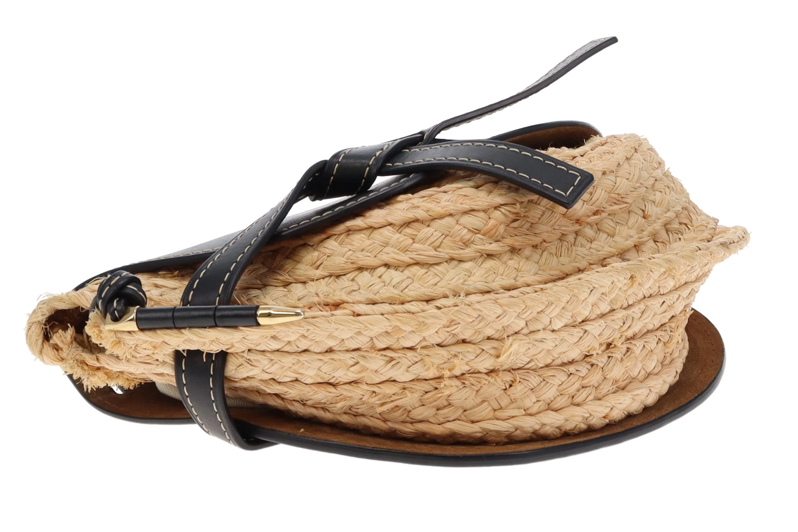 Loewe Raffia and Navy Leather Gate Bag - Image 12