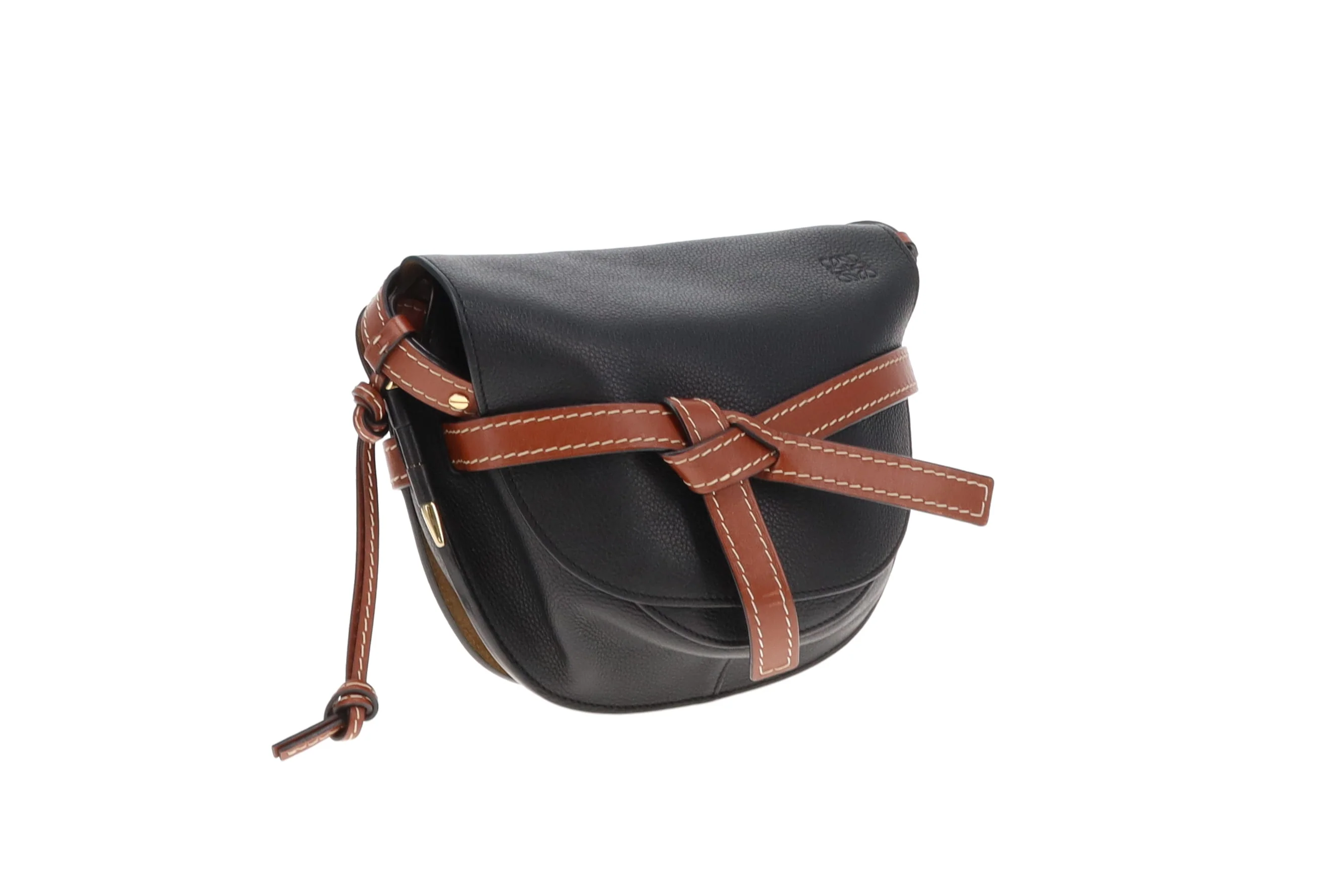Loewe Small Gate In Soft Black Calfskin & Pecan - Image 4