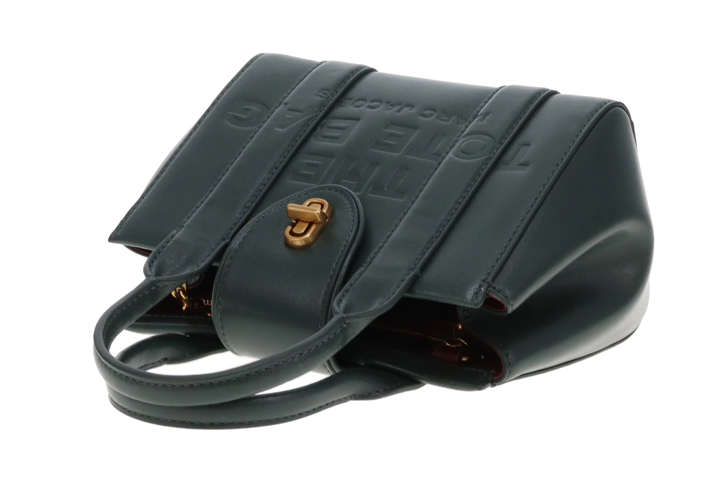 Marc Jacobs The Turnlock Crossbody Tote Bag Mini Green Leather - Image 13