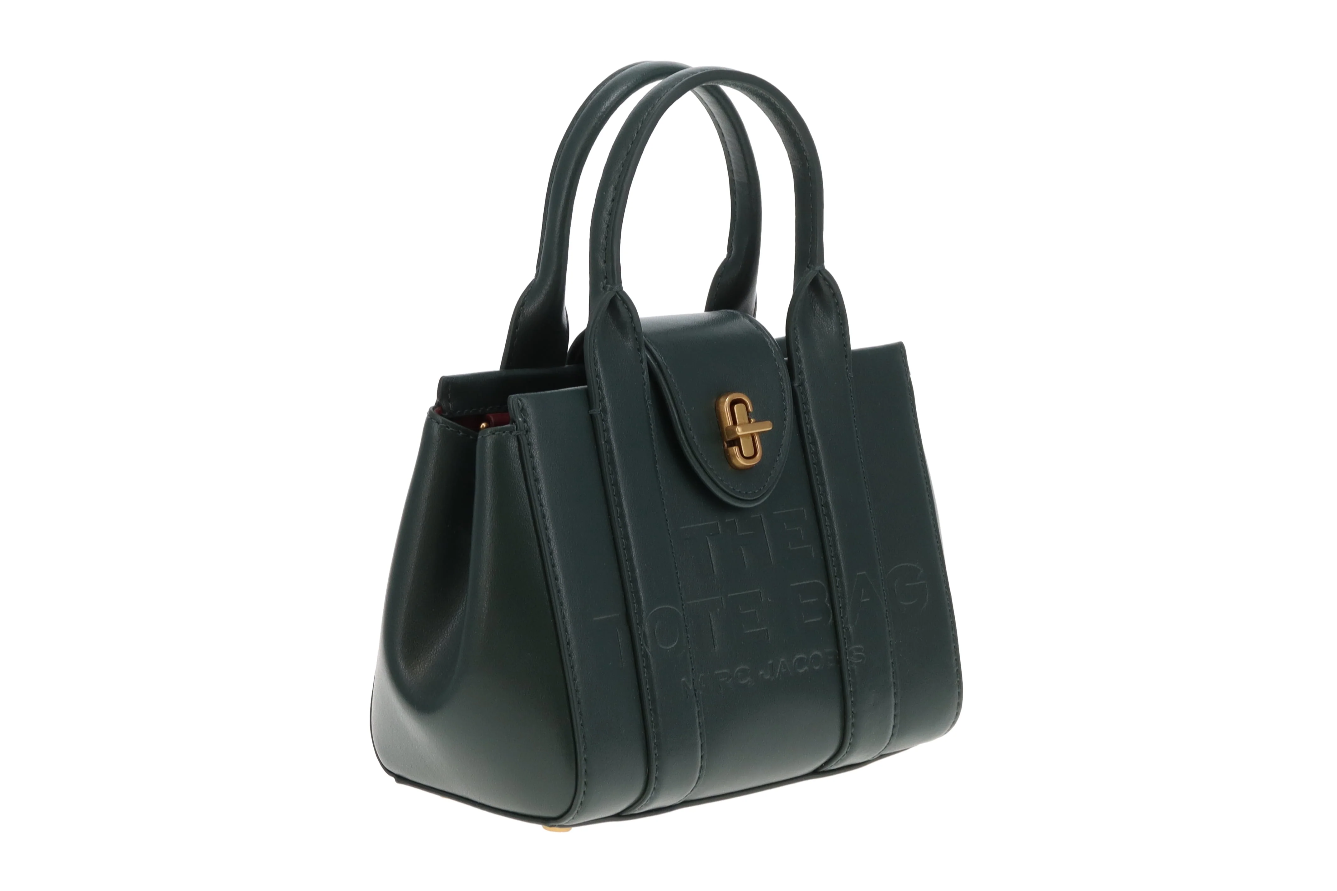 Marc Jacobs The Turnlock Crossbody Tote Bag Mini Green Leather - Image 4