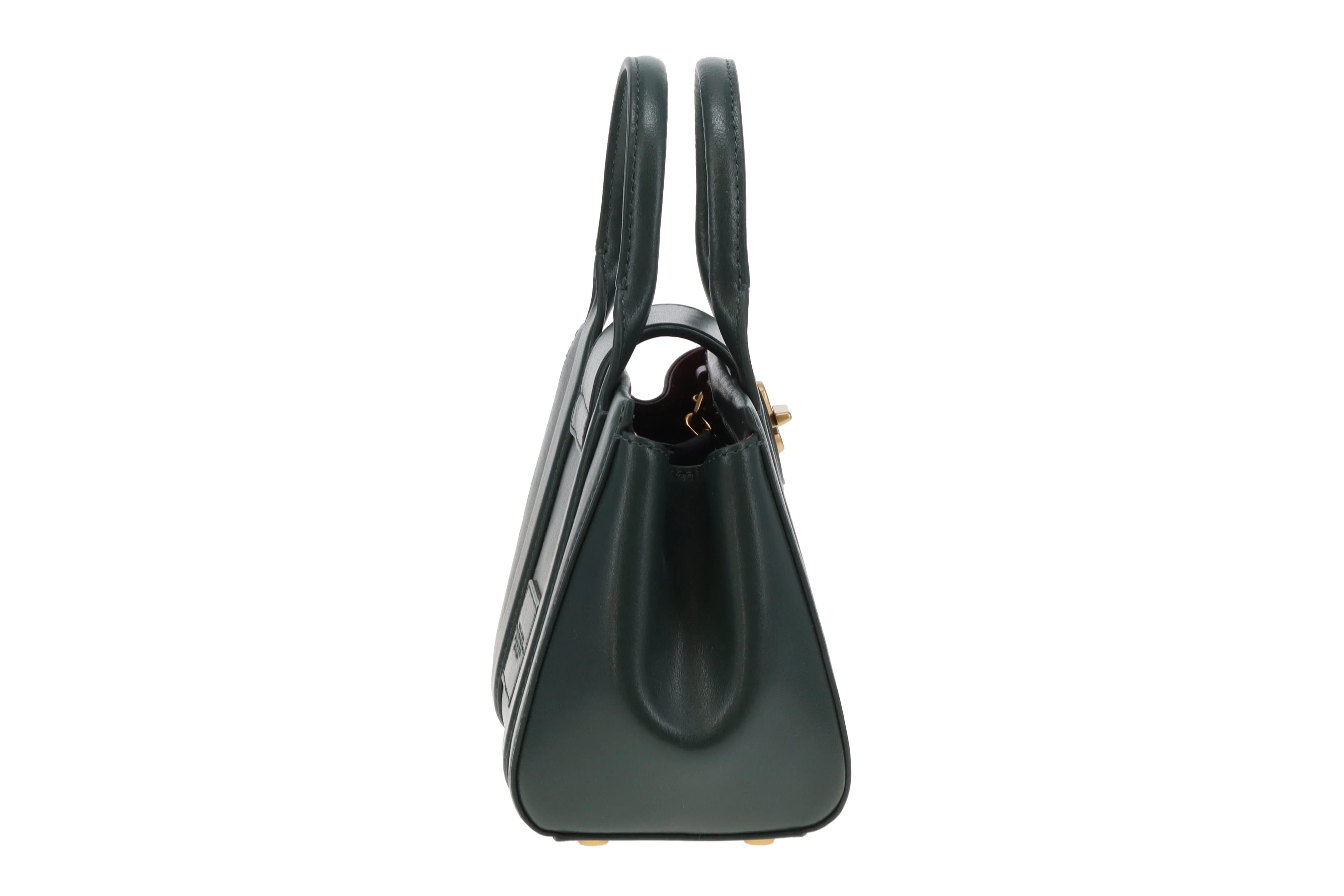 Marc Jacobs The Turnlock Crossbody Tote Bag Mini Green Leather - Image 6