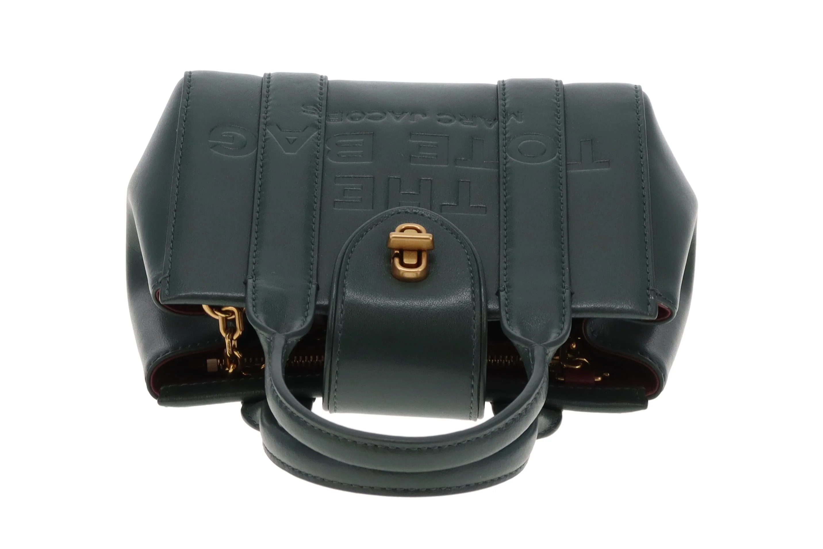 Marc Jacobs The Turnlock Crossbody Tote Bag Mini Green Leather - Image 9