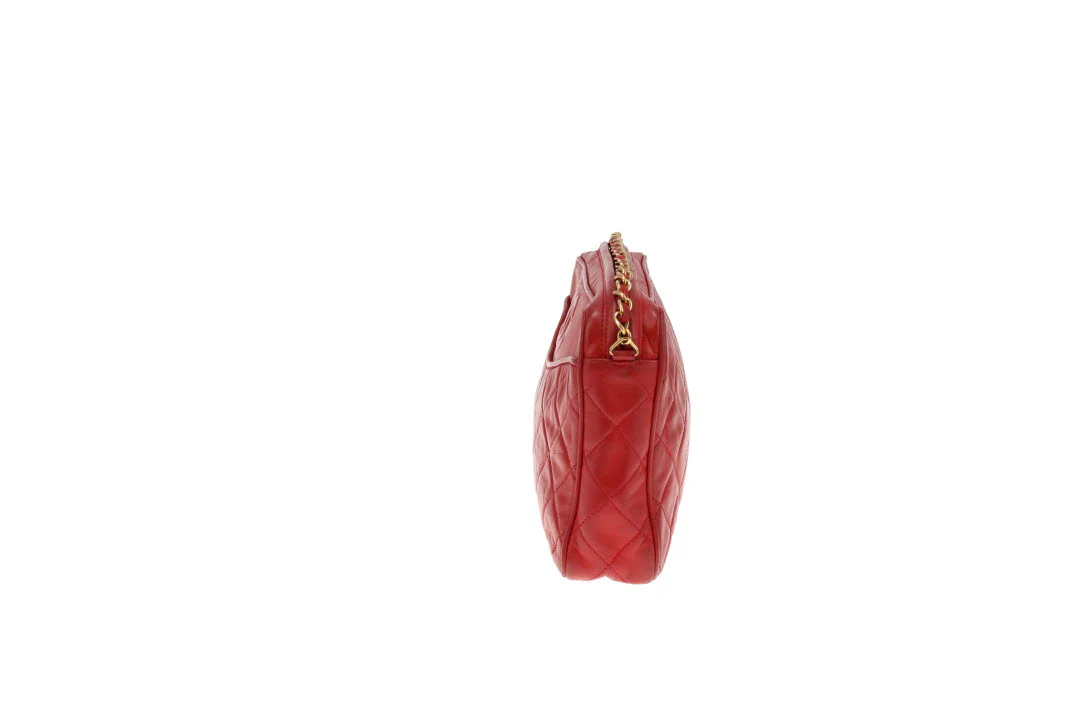 Chanel Vintage Matelasse Lambskin CC Camera Bag Red - Image 9