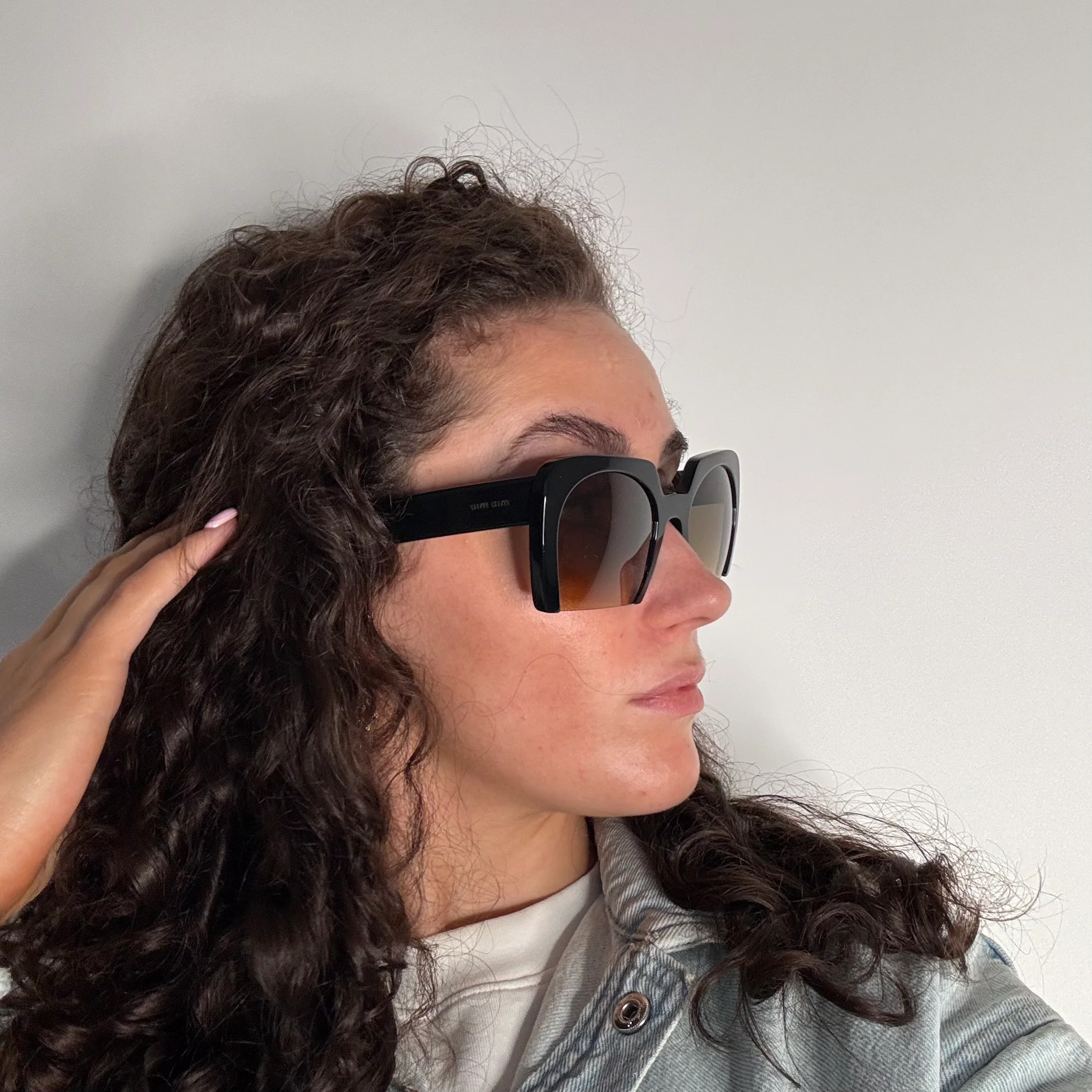 Miu Miu Sunglasses SMU11O Half Rim Black - Image 2