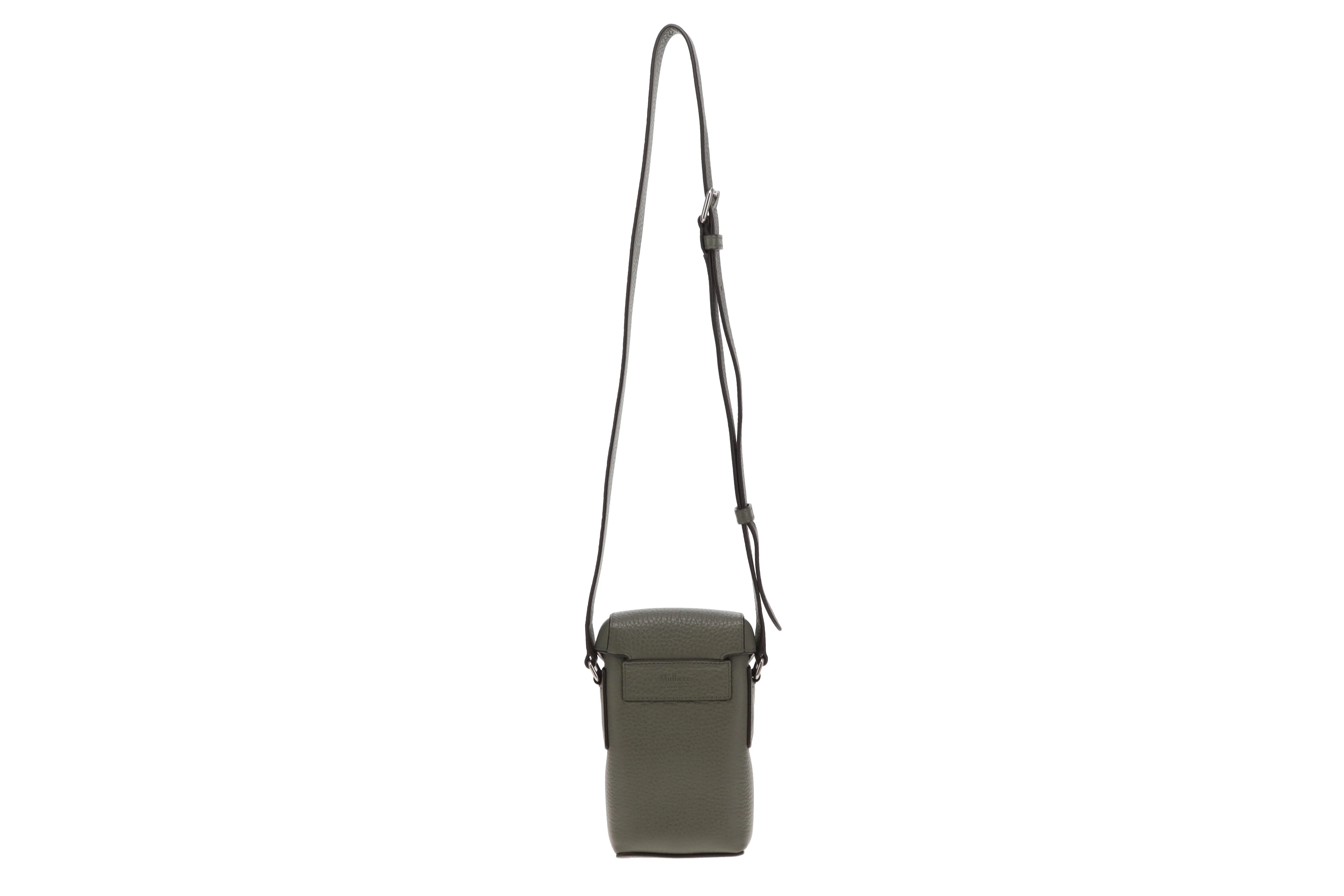 Mulberry Heavy Grain Leather Postmans Buckle Phone Messenger Olive - Image 6