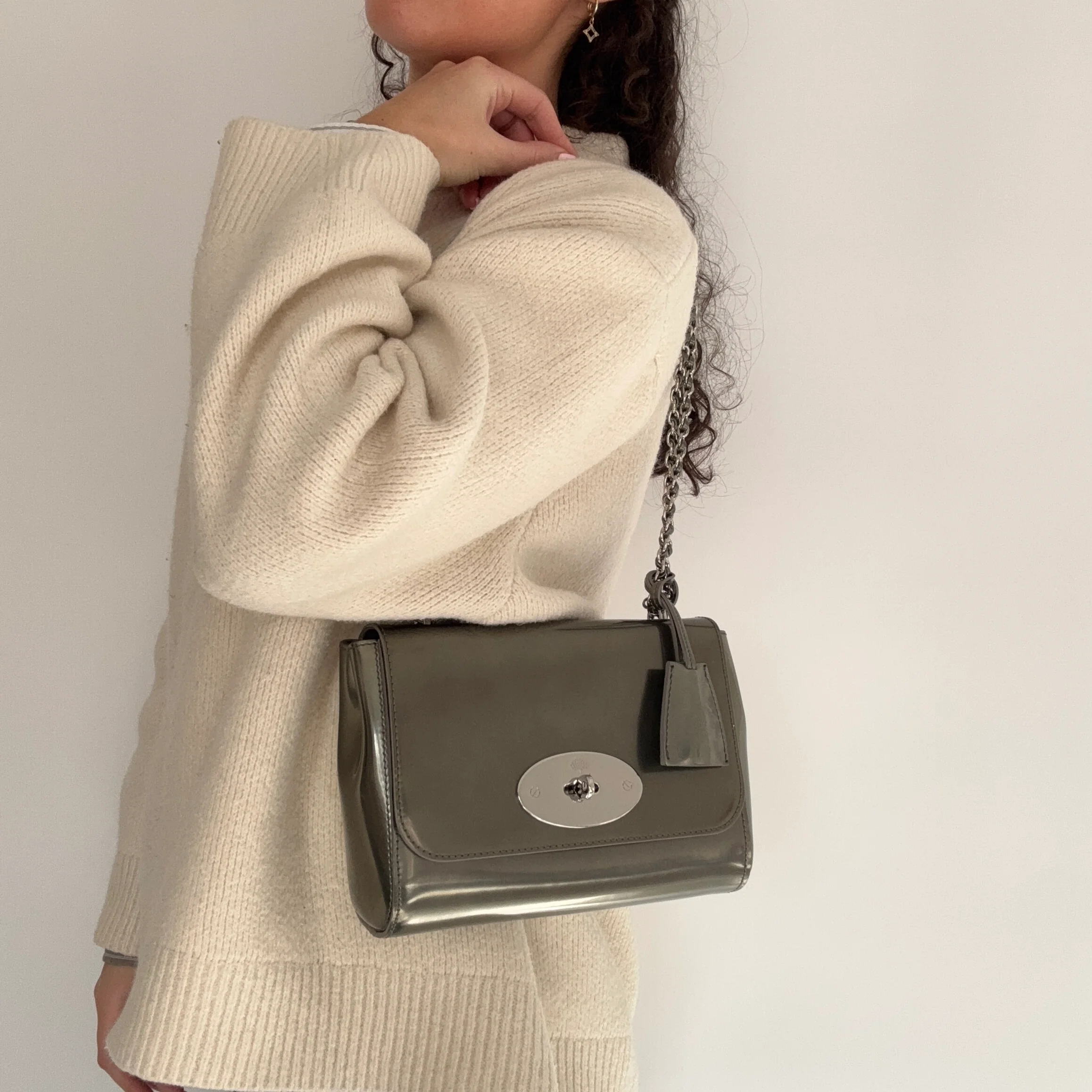 Mulberry Lily Regular Olive Metallic Patent SHW - Image 2