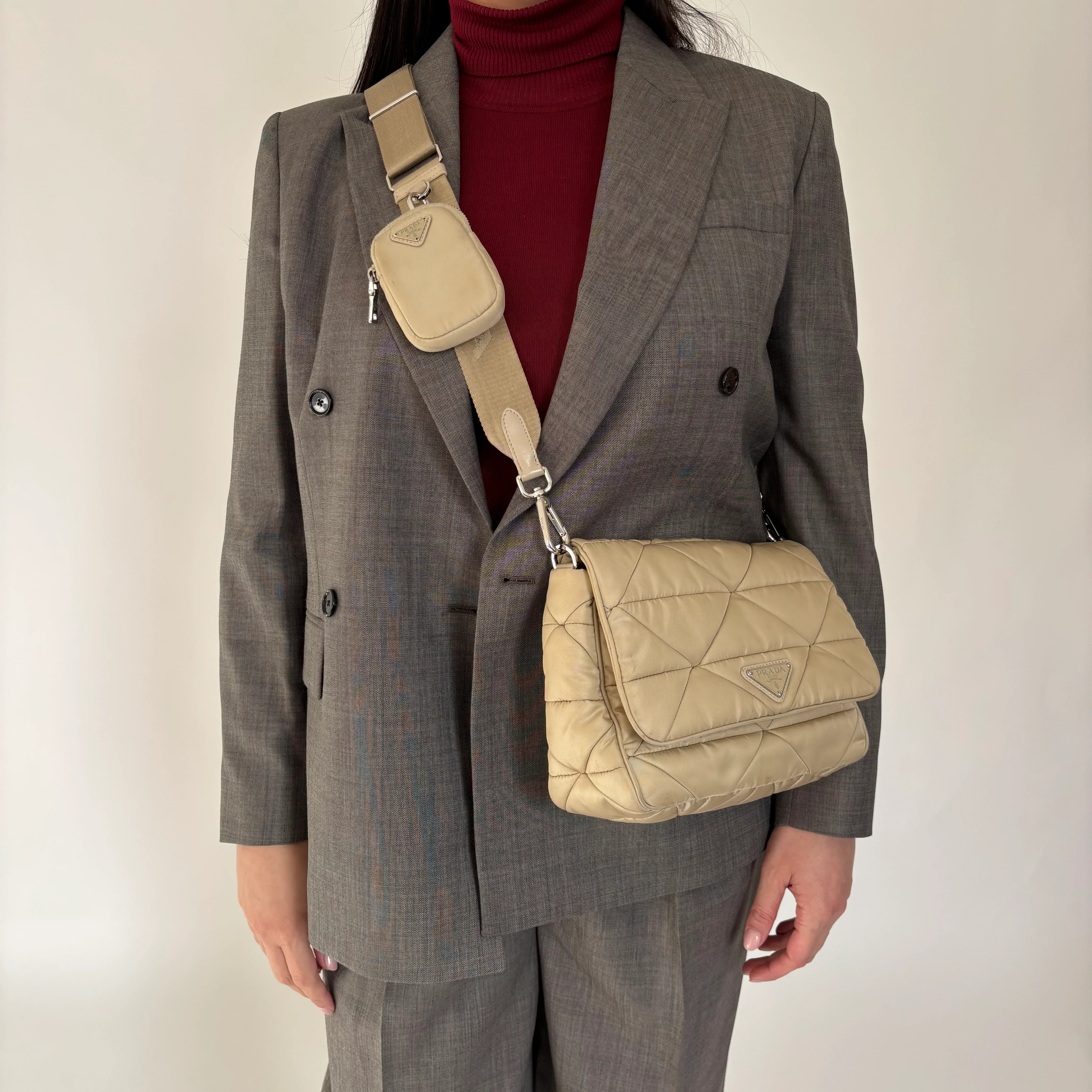 Prada Re-Edition Beige Quilted ReNylon Flap Bag - Image 2