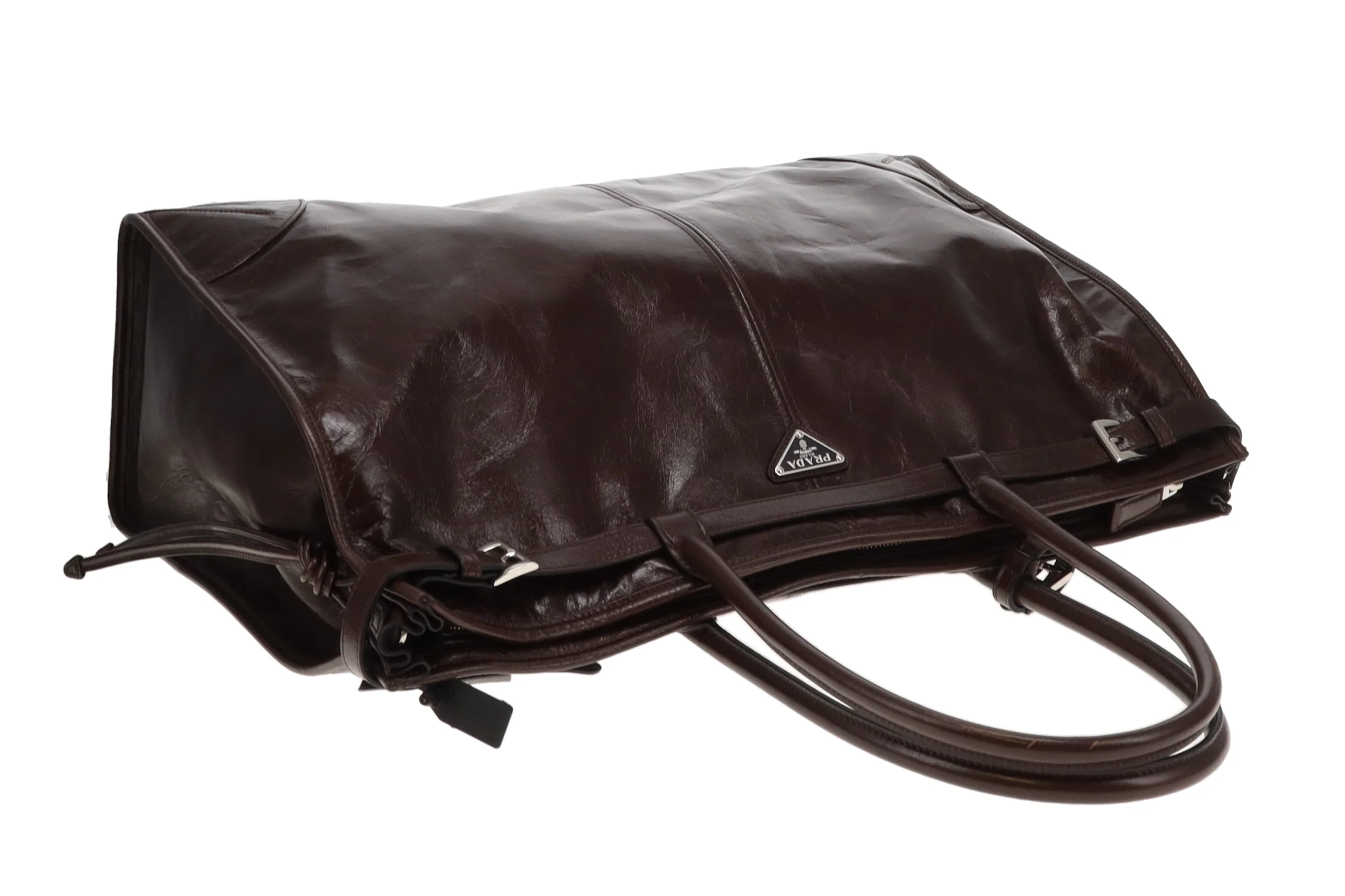 Prada Bonnie Extra Large Dark Brown Soft Lux with Strap - Image 10