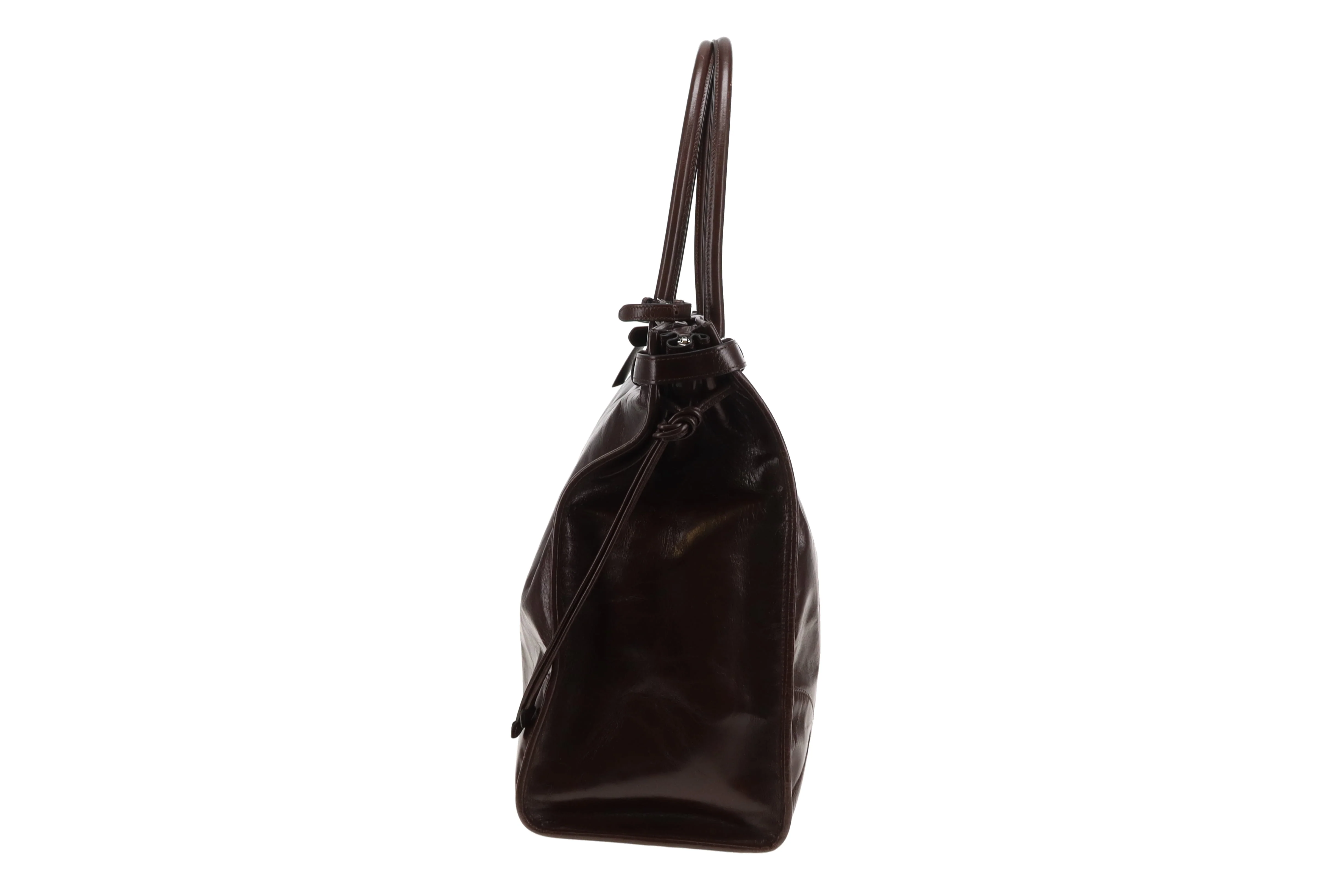 Prada Bonnie Extra Large Dark Brown Soft Lux with Strap - Image 6