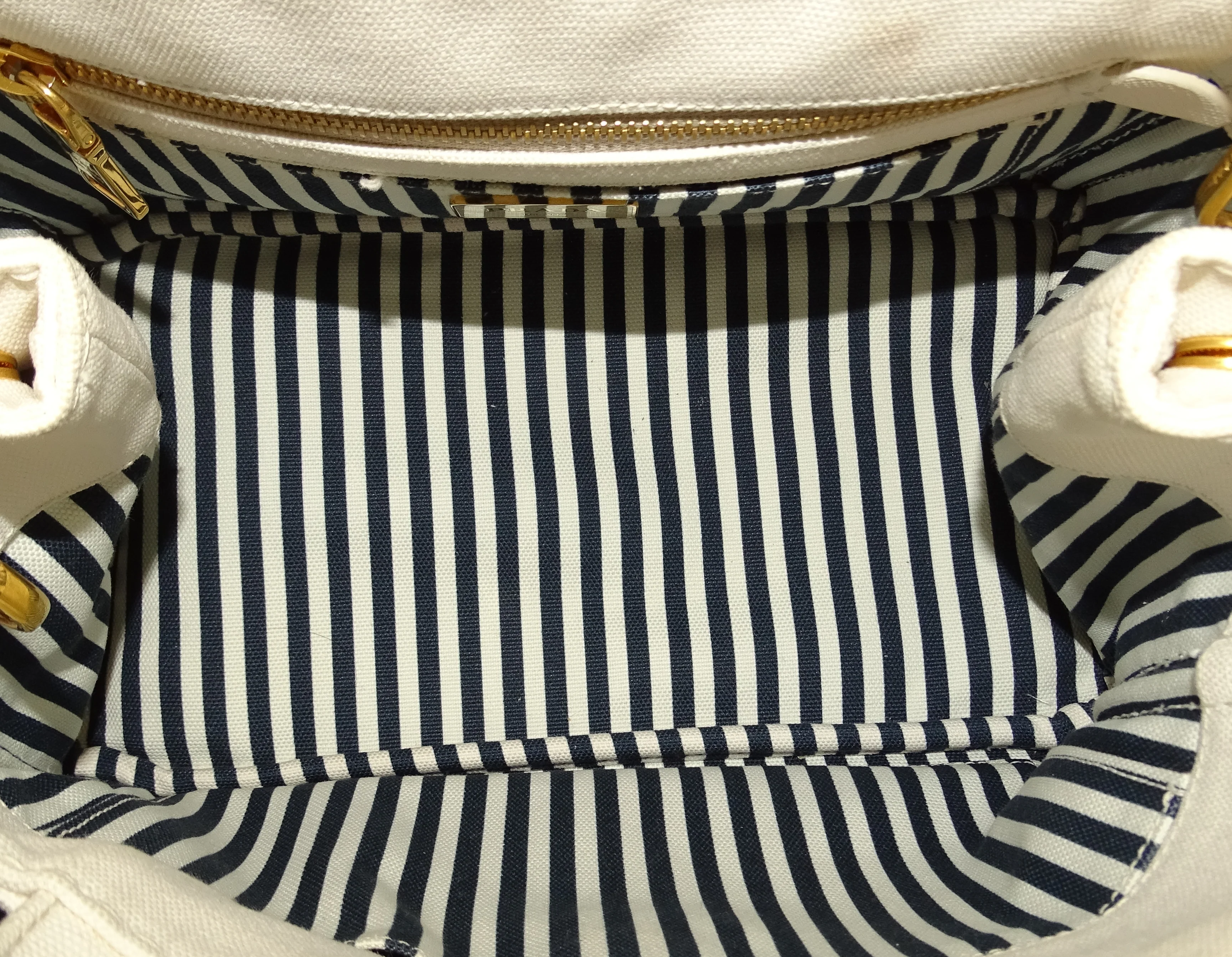 Prada Canapa Logo Convertible Canvas Tote White Small - Image 12