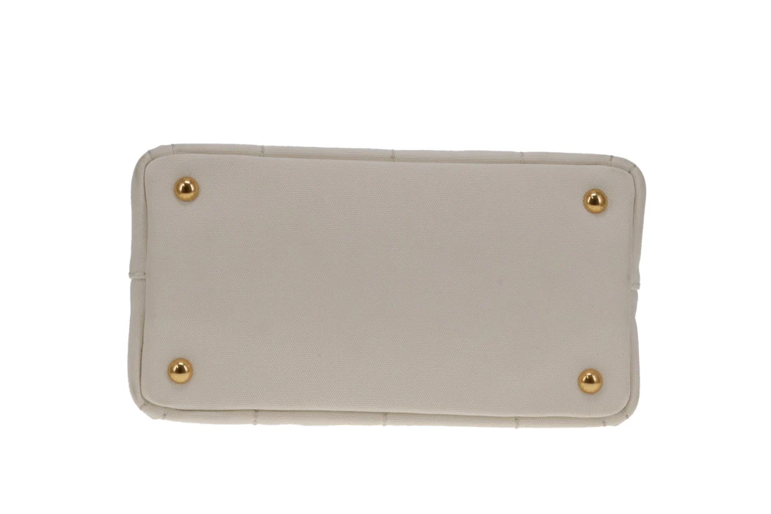 Prada Canapa Logo Convertible Canvas Tote White Small - Image 9