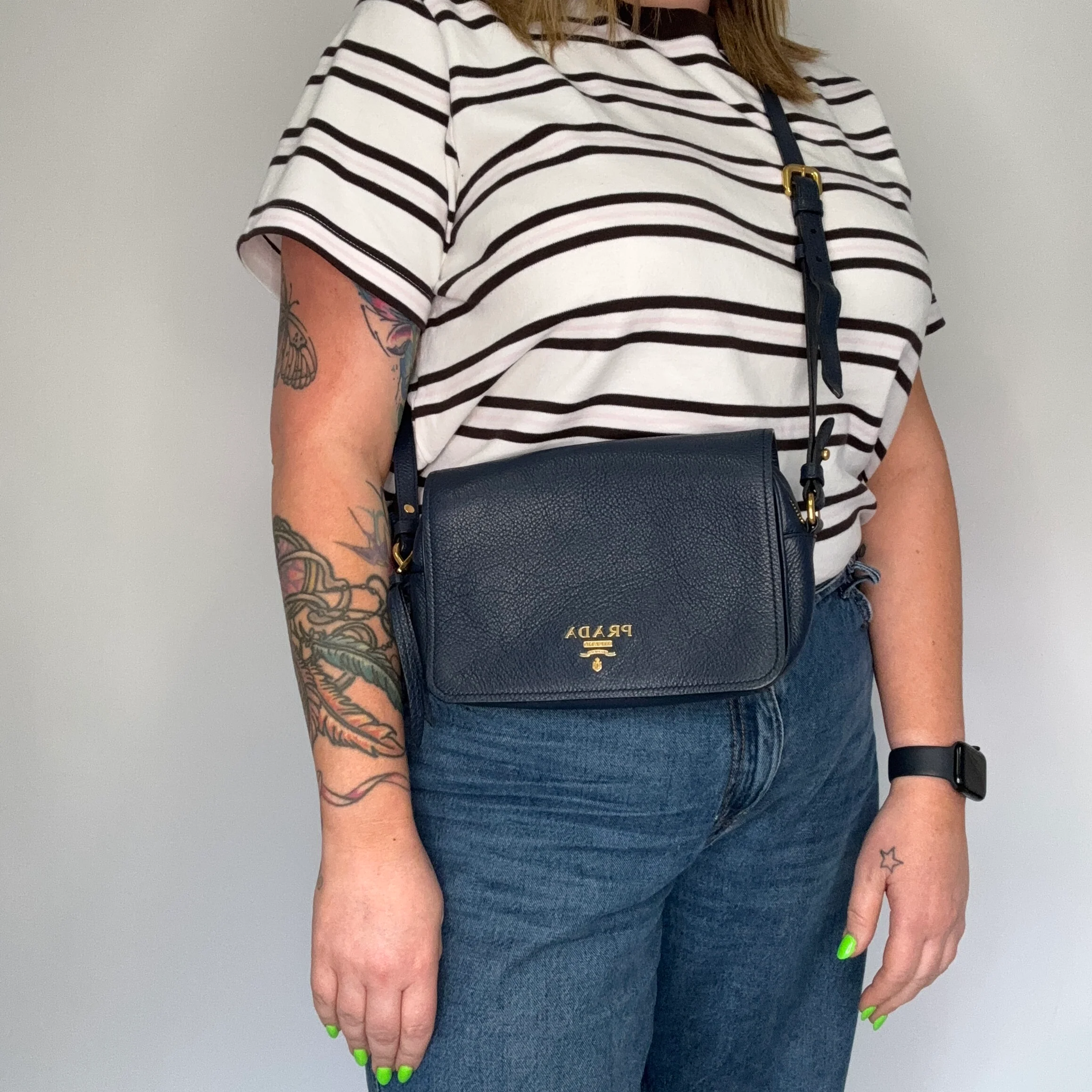 Prada Flap Crossbody Navy GHW - Image 2