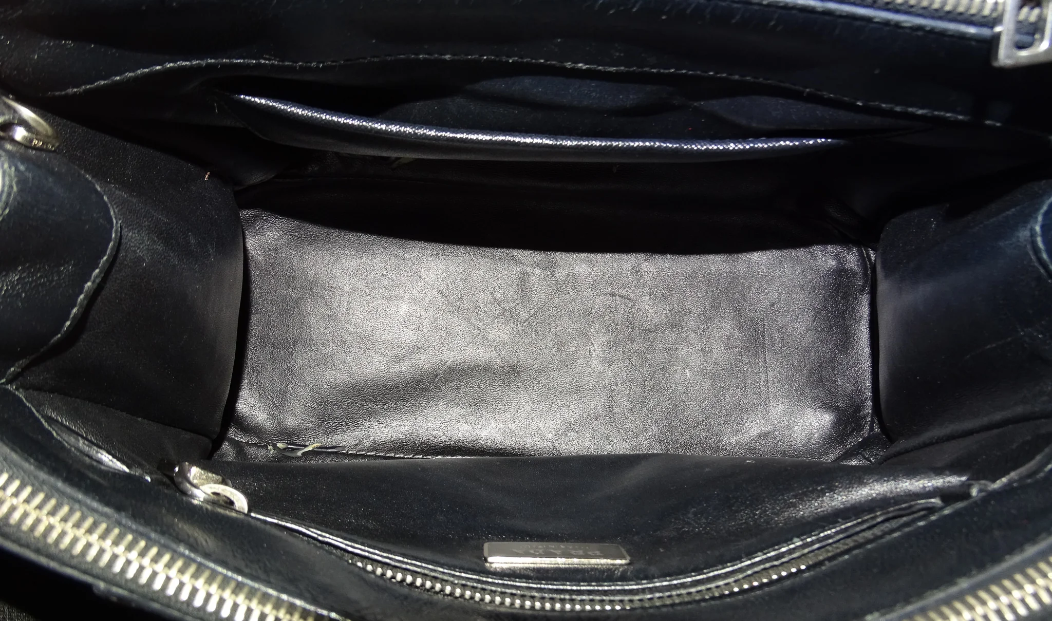 Prada Galleria Double Zip Black and White Stripe Saffiano and Calfskin - Image 14