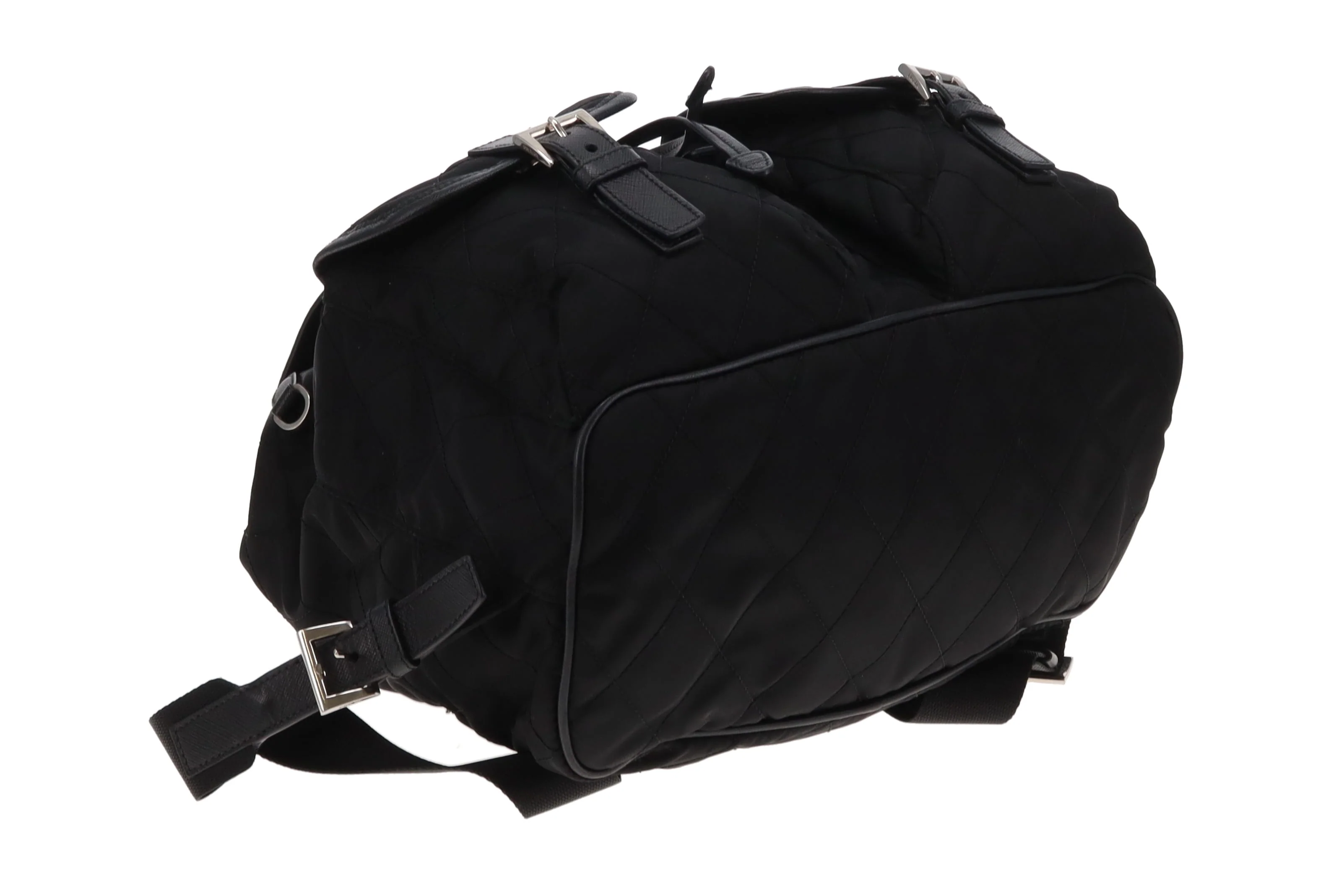 Prada Quilted Nylon Black Twin Pocket Backpack Black - Image 10