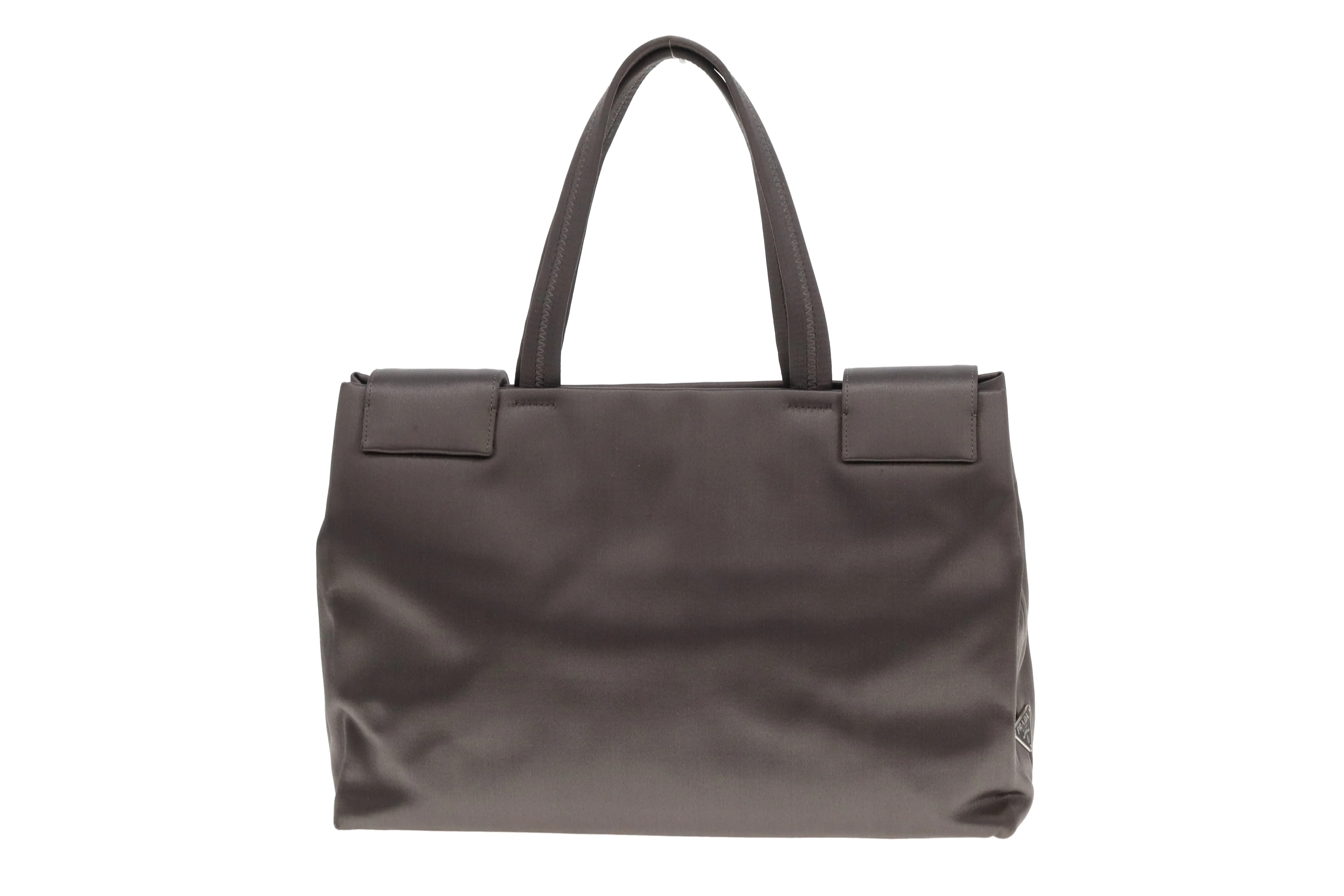 Prada Top Handle Bag Silver Satin - Image 5