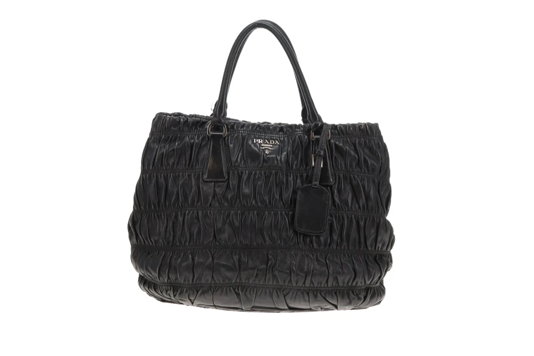 Prada Tote Gaufre Black Leather SHW (missing long strap)