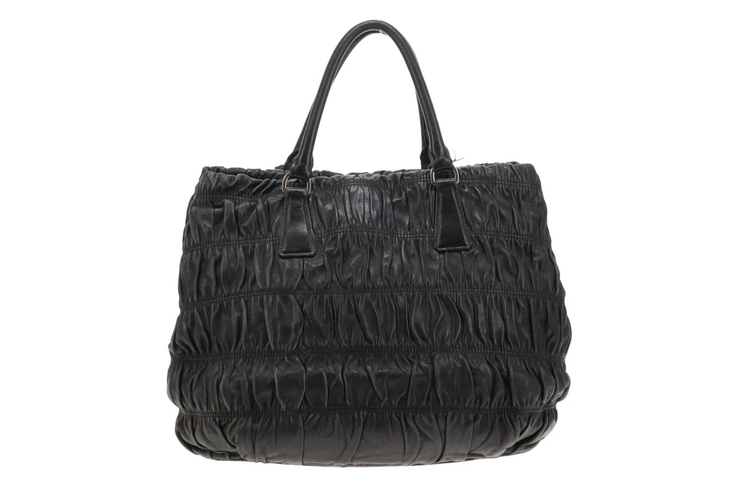 Prada Tote Gaufre Black Leather SHW (missing long strap) - Image 4