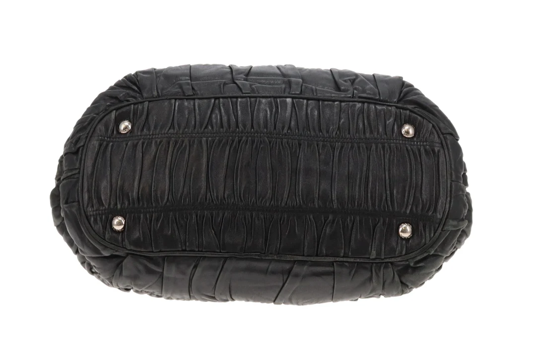 Prada Tote Gaufre Black Leather SHW (missing long strap) - Image 6