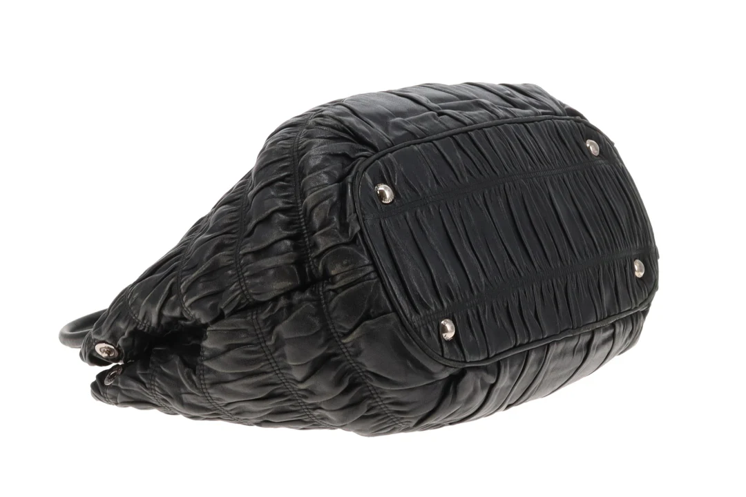 Prada Tote Gaufre Black Leather SHW (missing long strap) - Image 7