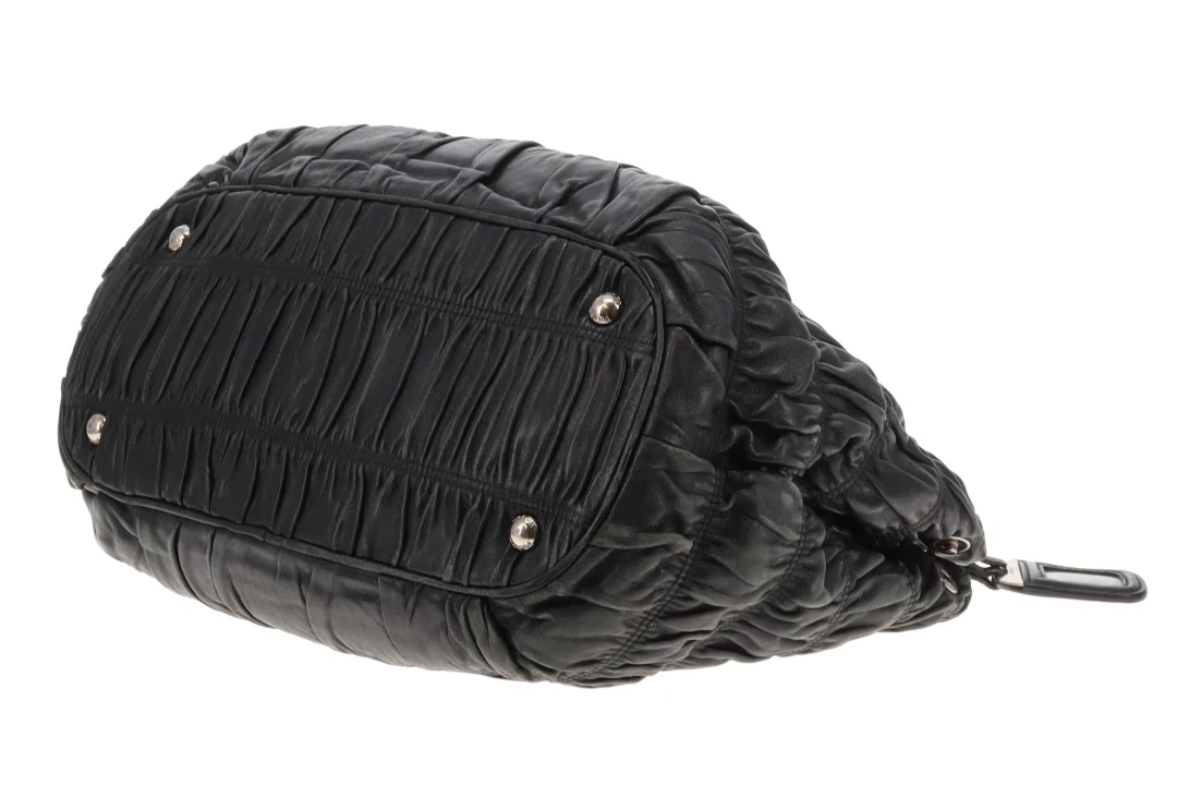 Prada Tote Gaufre Black Leather SHW (missing long strap) - Image 8