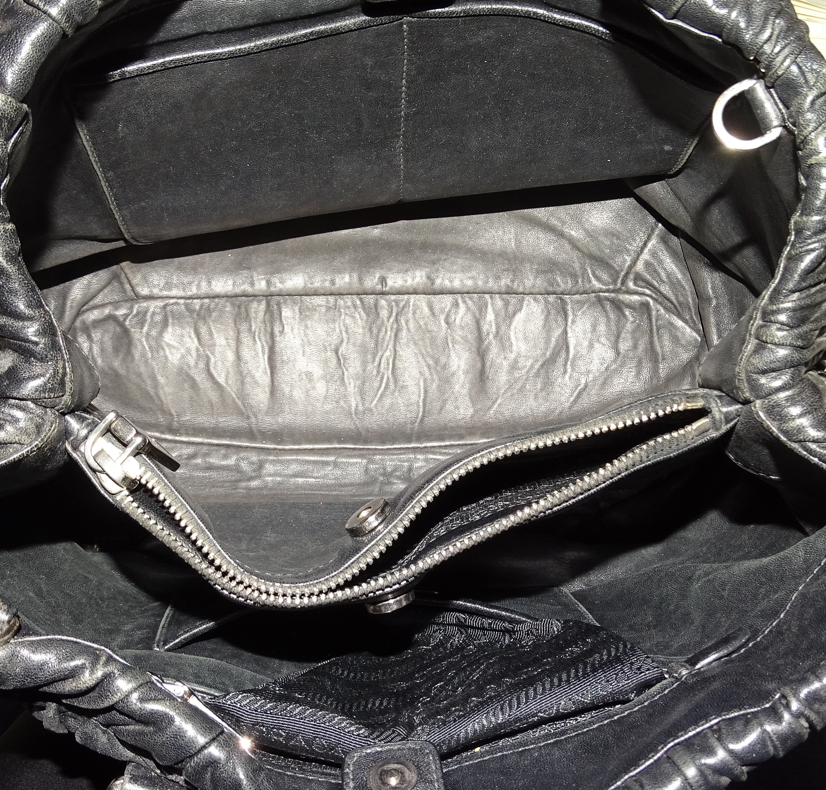 Prada Tote Gaufre Black Leather SHW (missing long strap) - Image 9