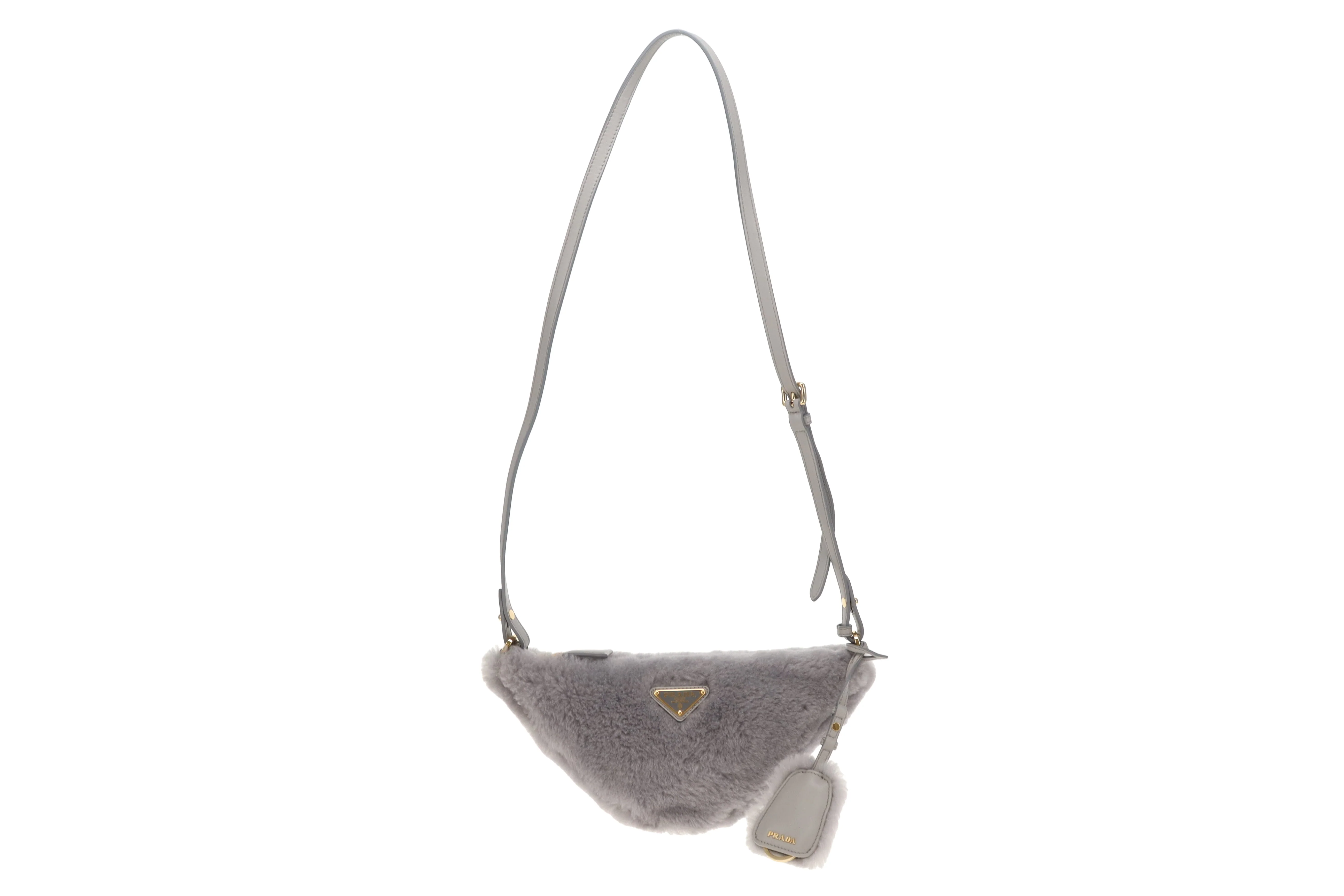 Prada Triangle Shearling Crossbody Bag - Image 4
