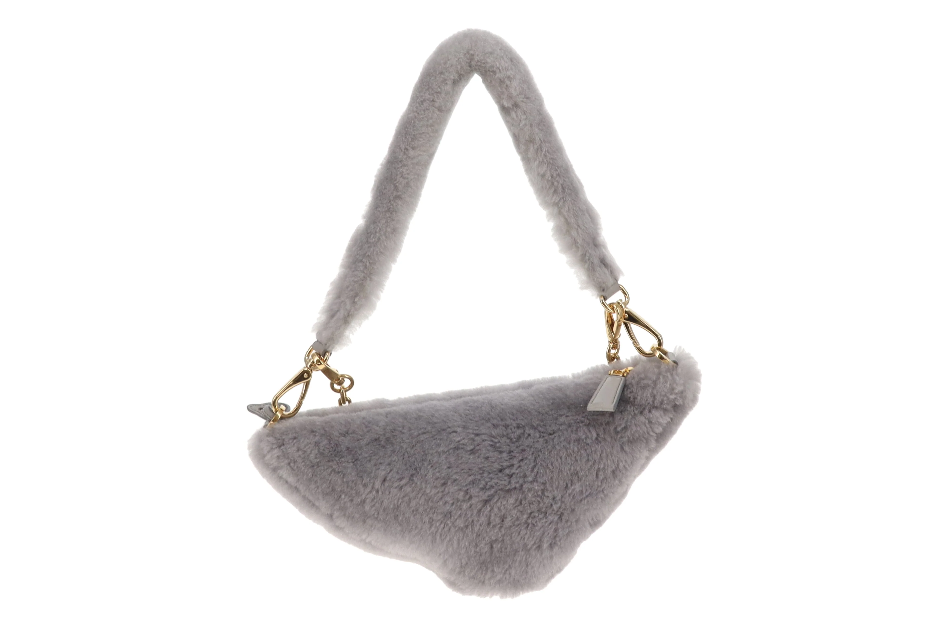 Prada Triangle Shearling Crossbody Bag - Image 8