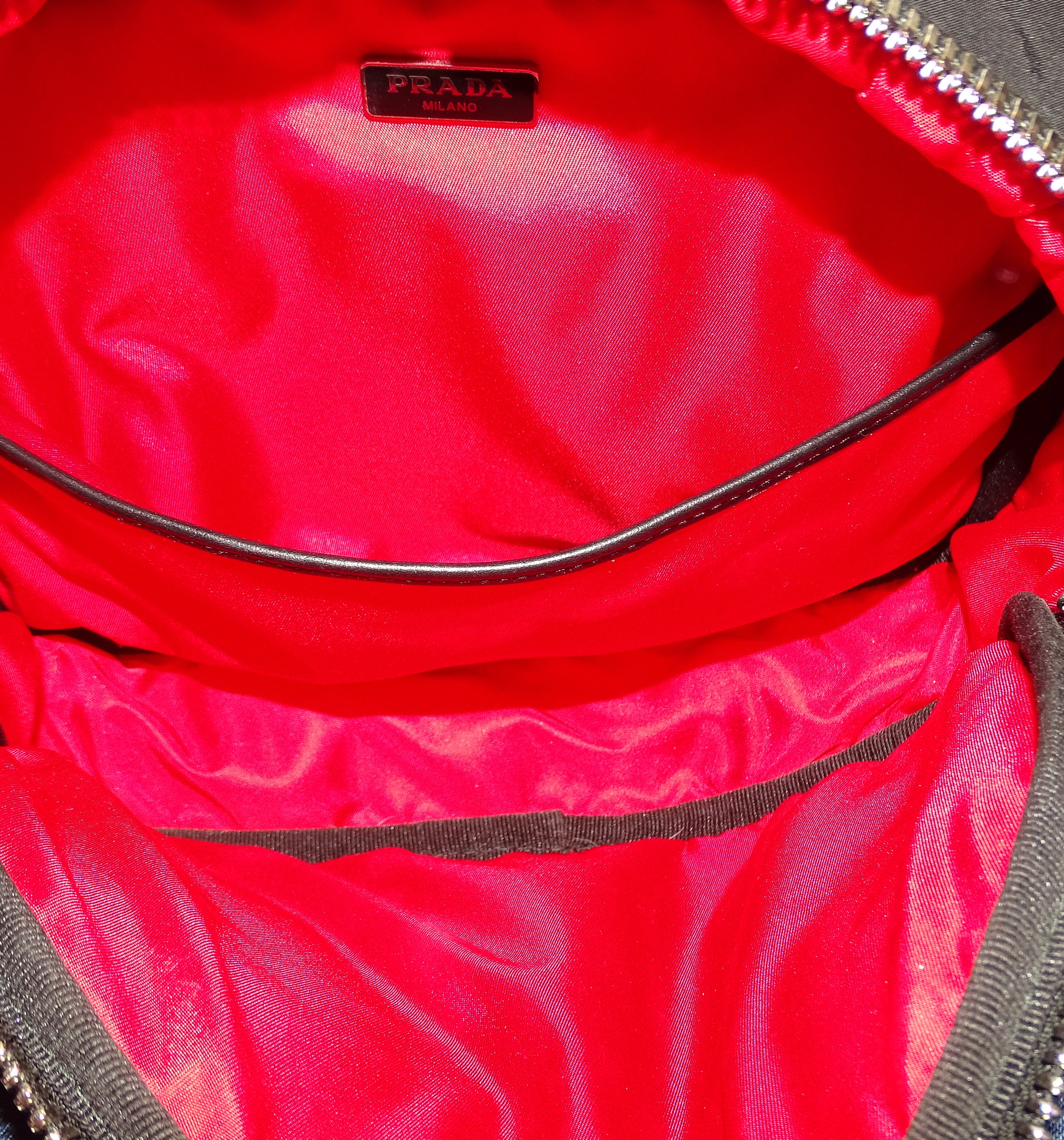 Prada Twin Pocket Mini Backpack Black/Red Nylon - Image 12