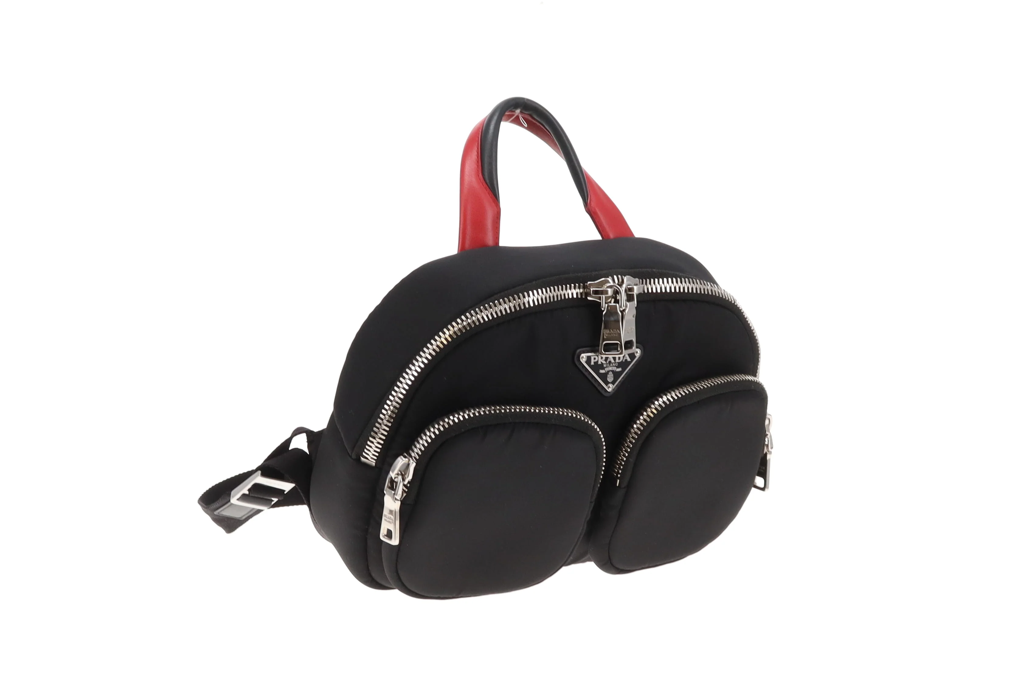 Prada Twin Pocket Mini Backpack Black/Red Nylon - Image 3