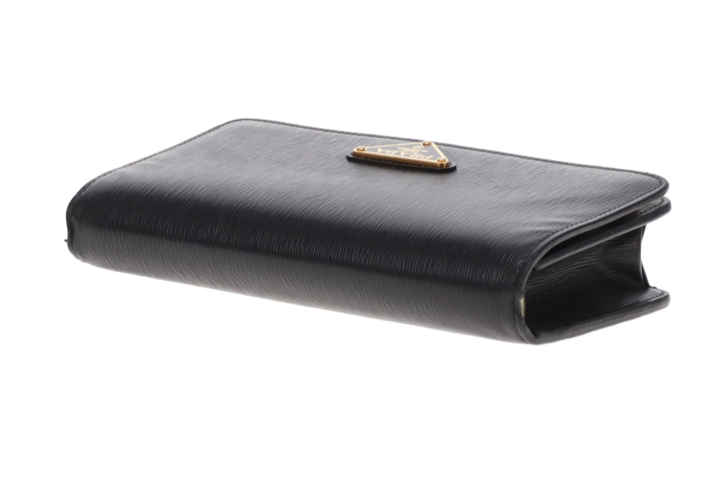 Prada Wallet Black Textured Leather Large - Image 11
