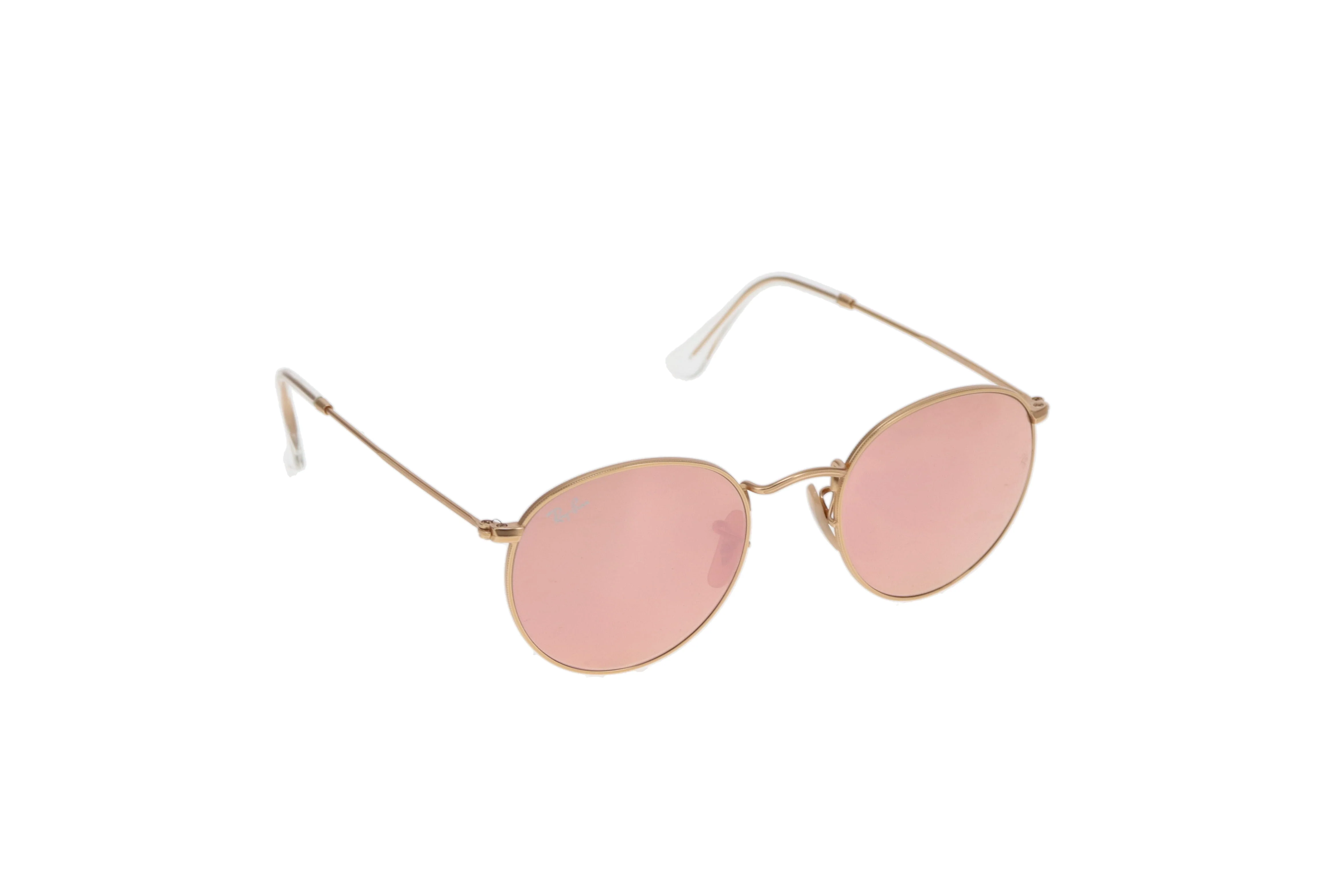 Ray-Ban Round Lens Sunglasses Rose Gold and Pink Mirror Lens - Image 3