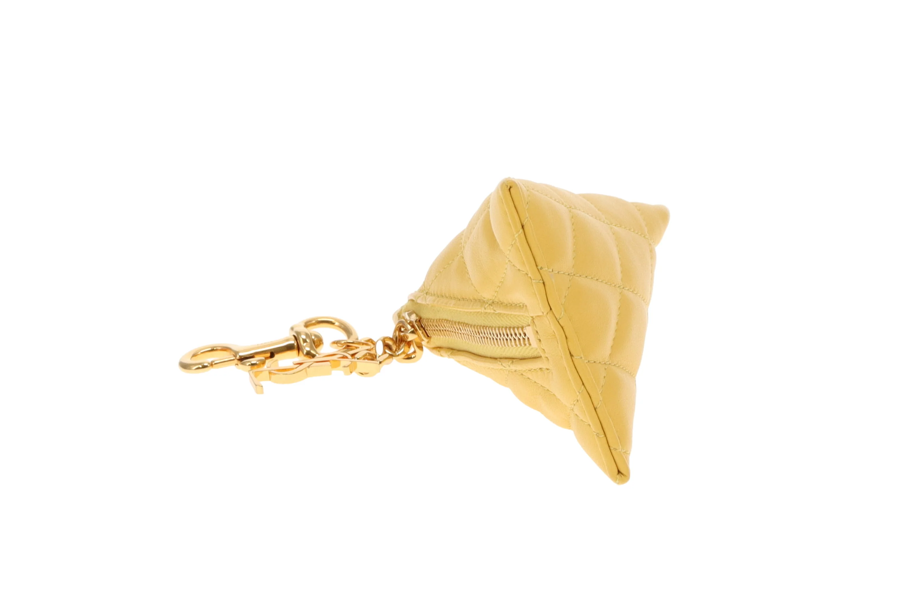 Saint Laurent Berlingo Charm Key Pouch Yellow Lambskin - Image 6