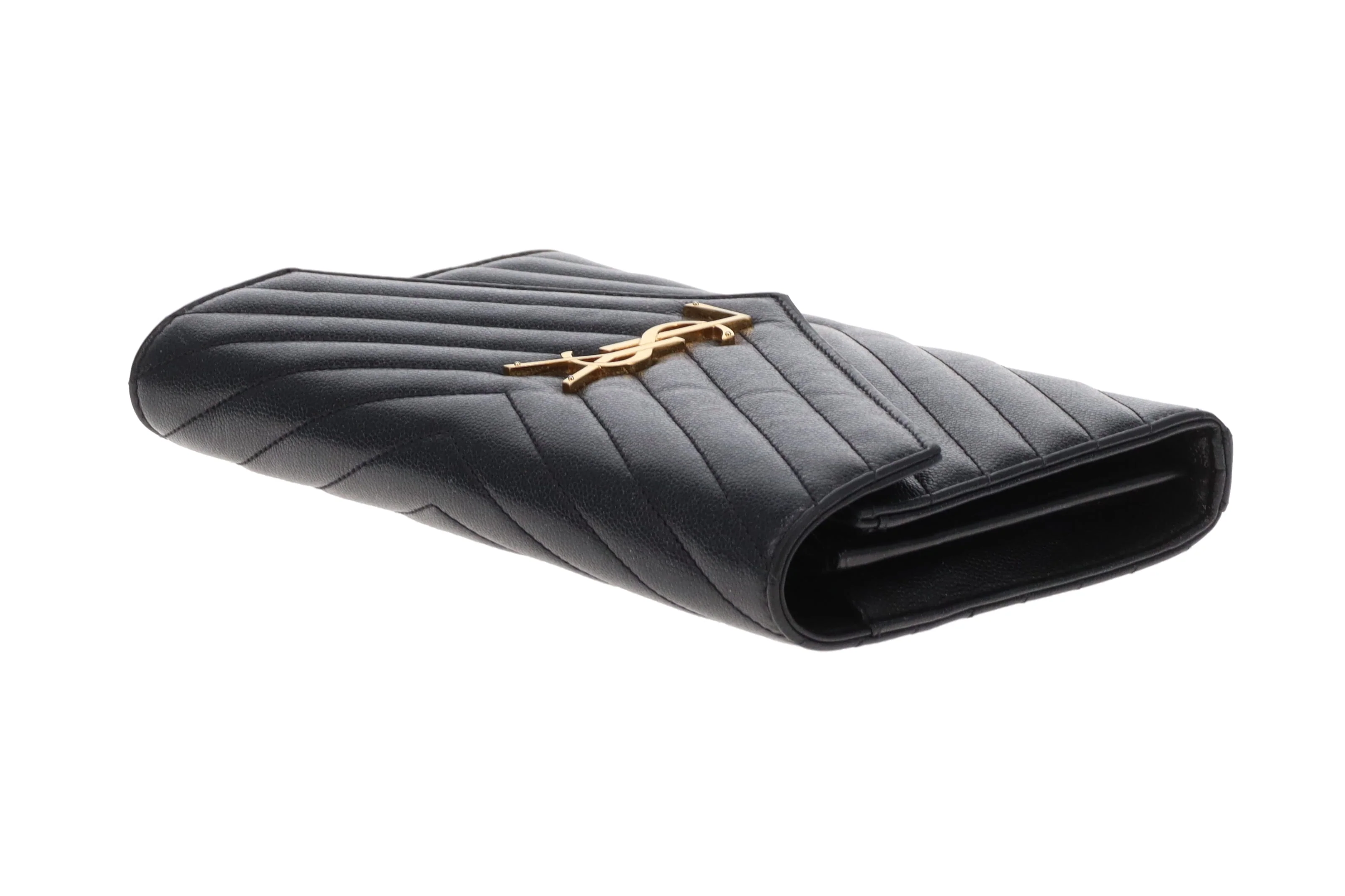 Saint Laurent Cassandre Wallet On Chain Grain De Poudre Black GH - Image 11