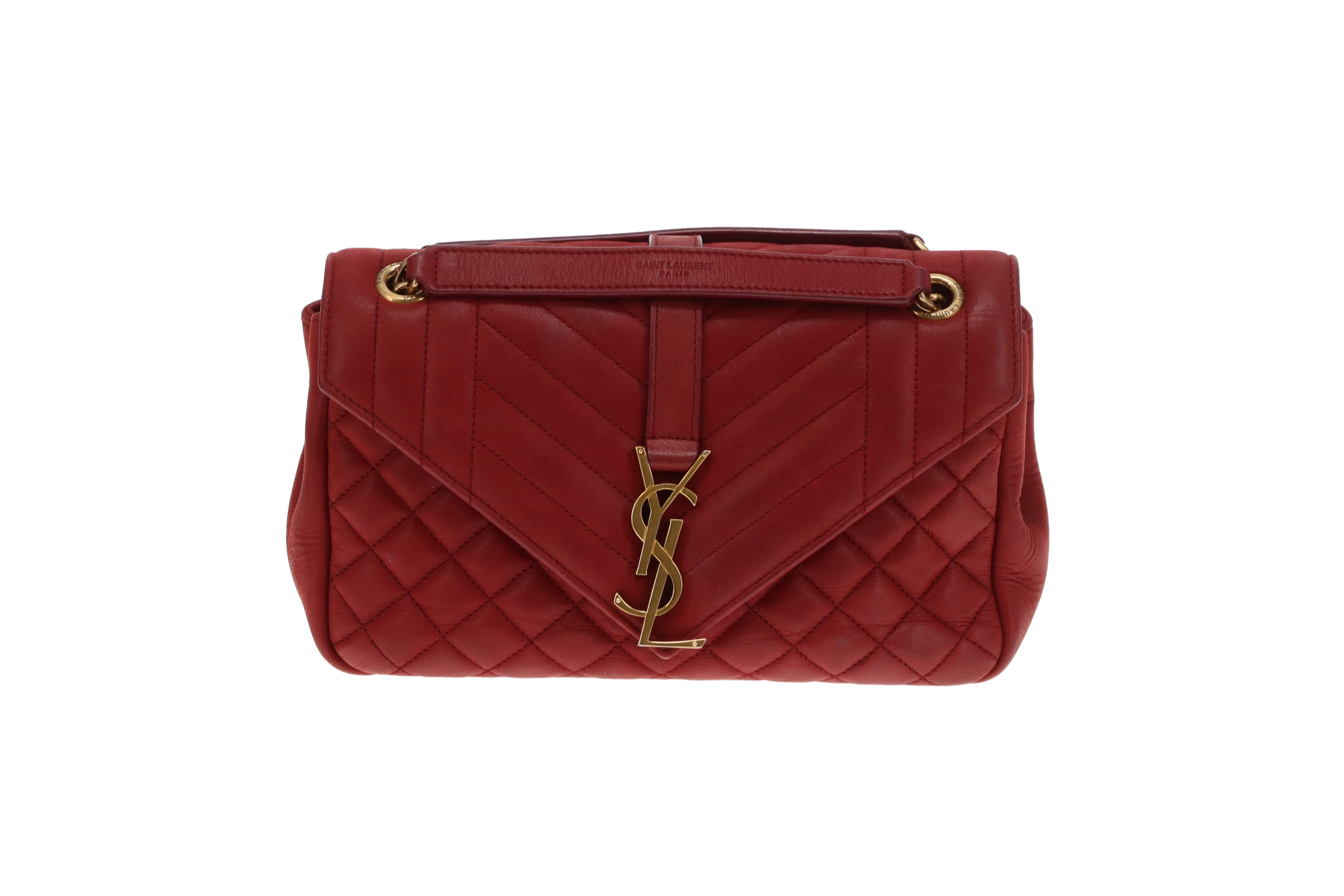 Saint Laurent College Bag Red Mixed Matelasse 2017