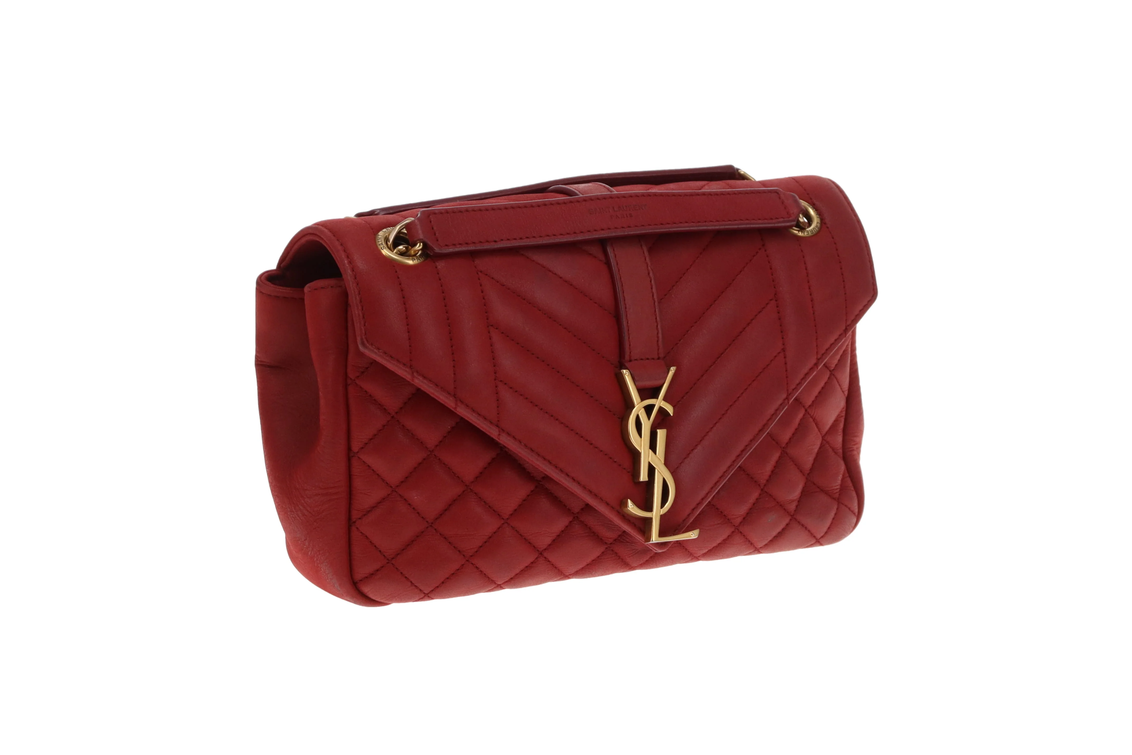 Saint Laurent College Bag Red Mixed Matelasse 2017 - Image 4