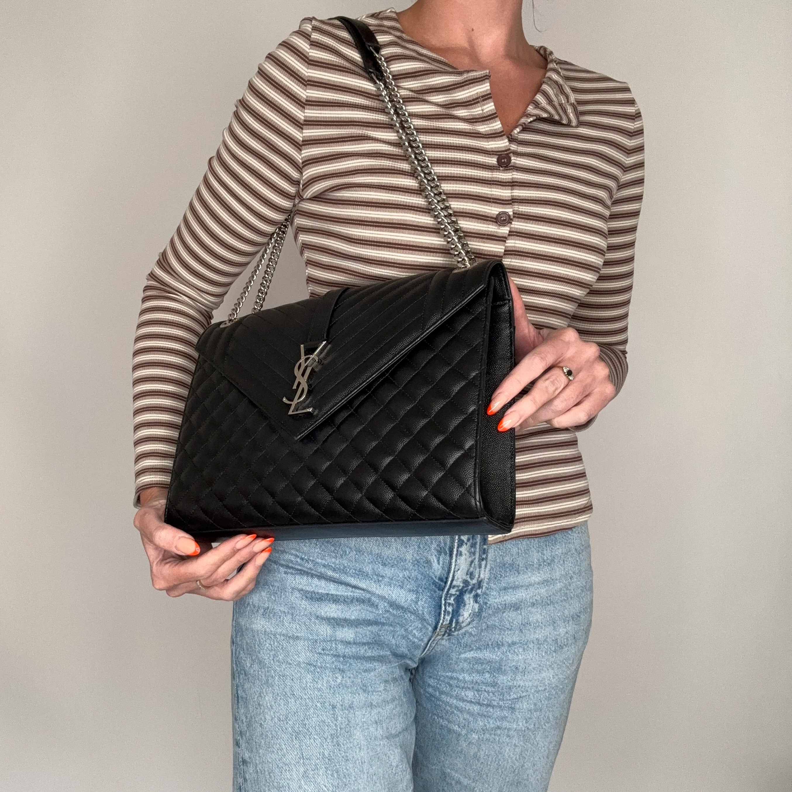 Saint Laurent Envelope Satchel Large Black SHW 2018 - Image 2