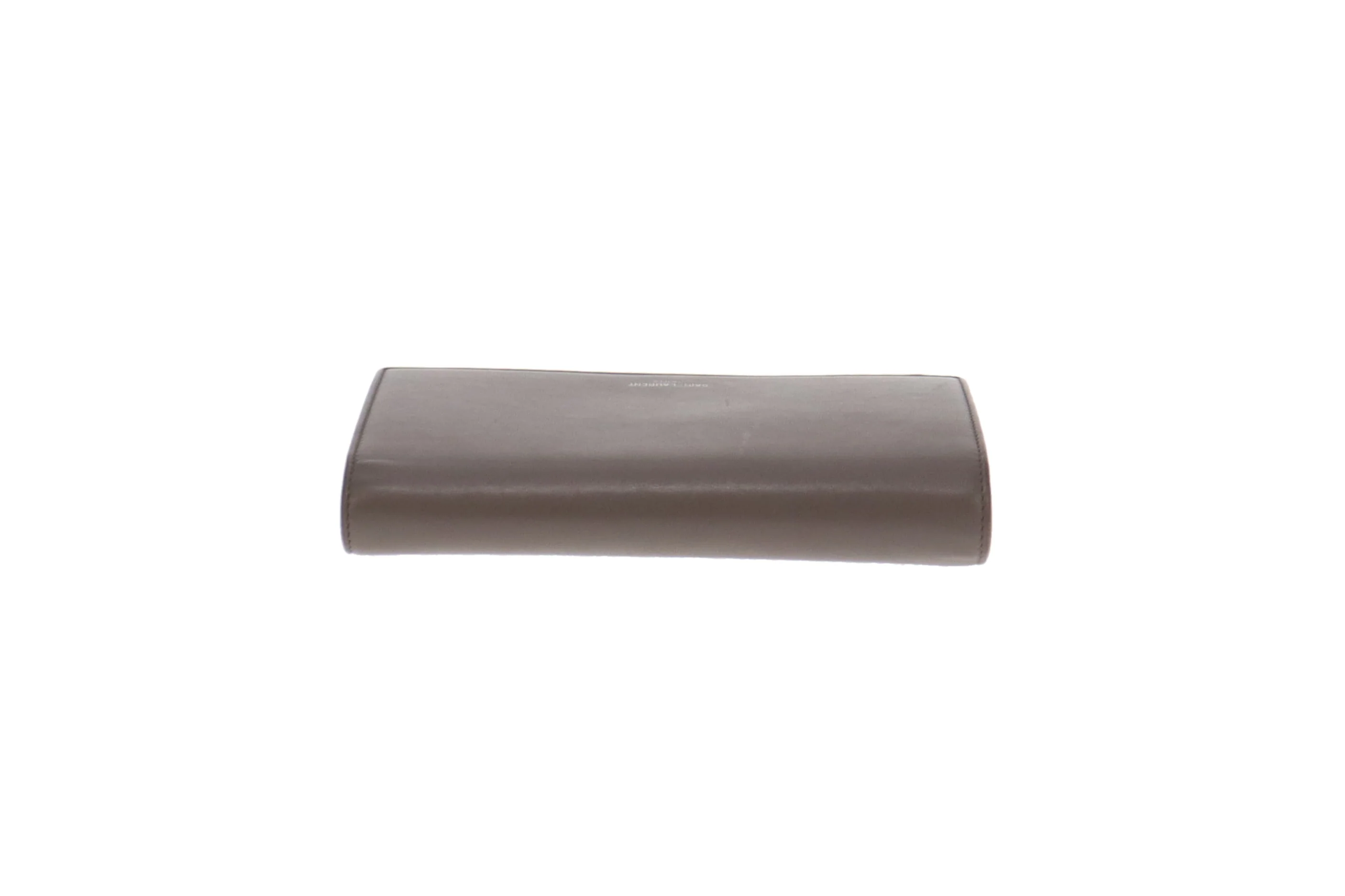 Saint Laurent Grey Calfskin Flap Wallet With Snake Interior Trim - Image 6