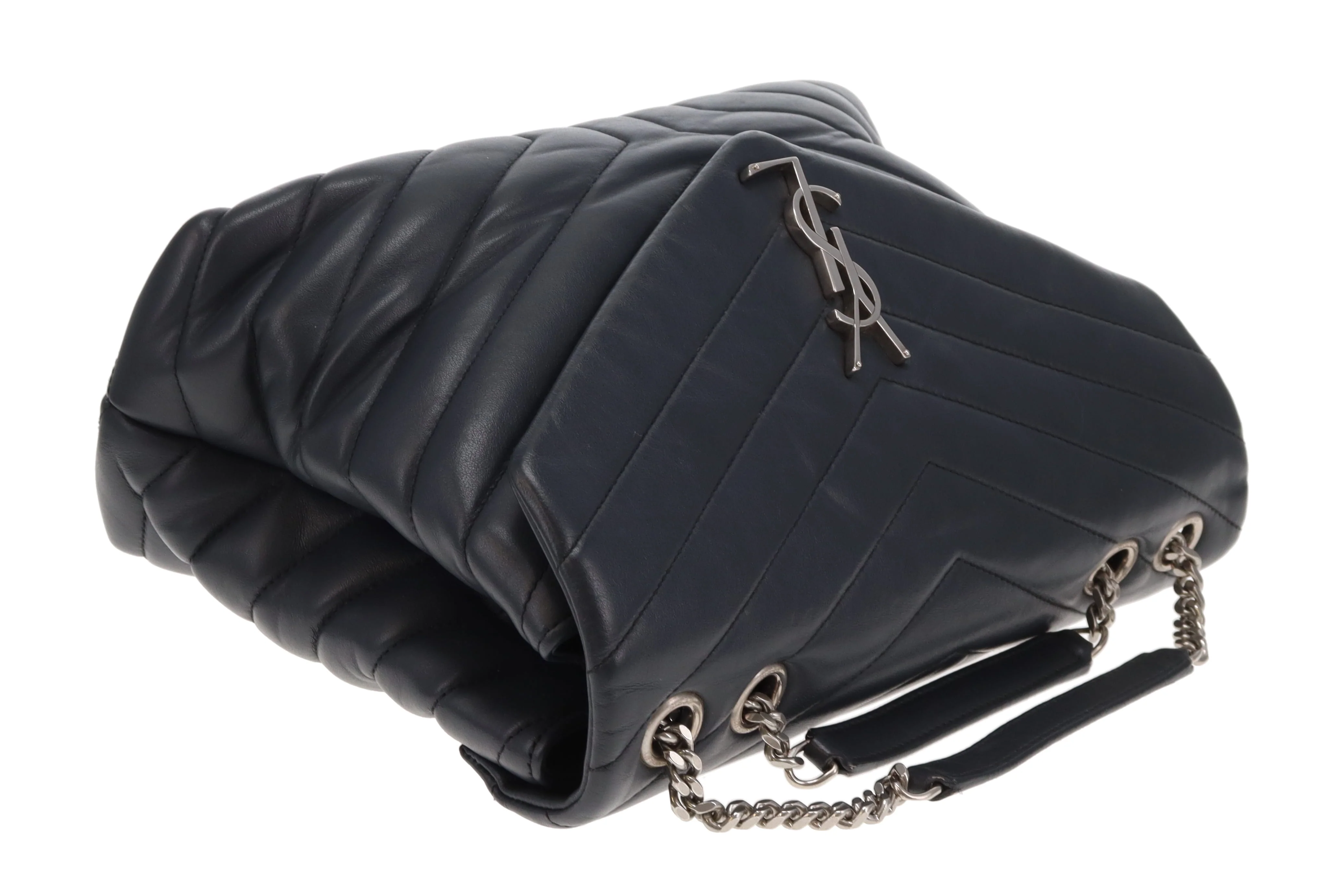 Saint Laurent LouLou Medium In Dark Smog Chevron Leather - Image 10
