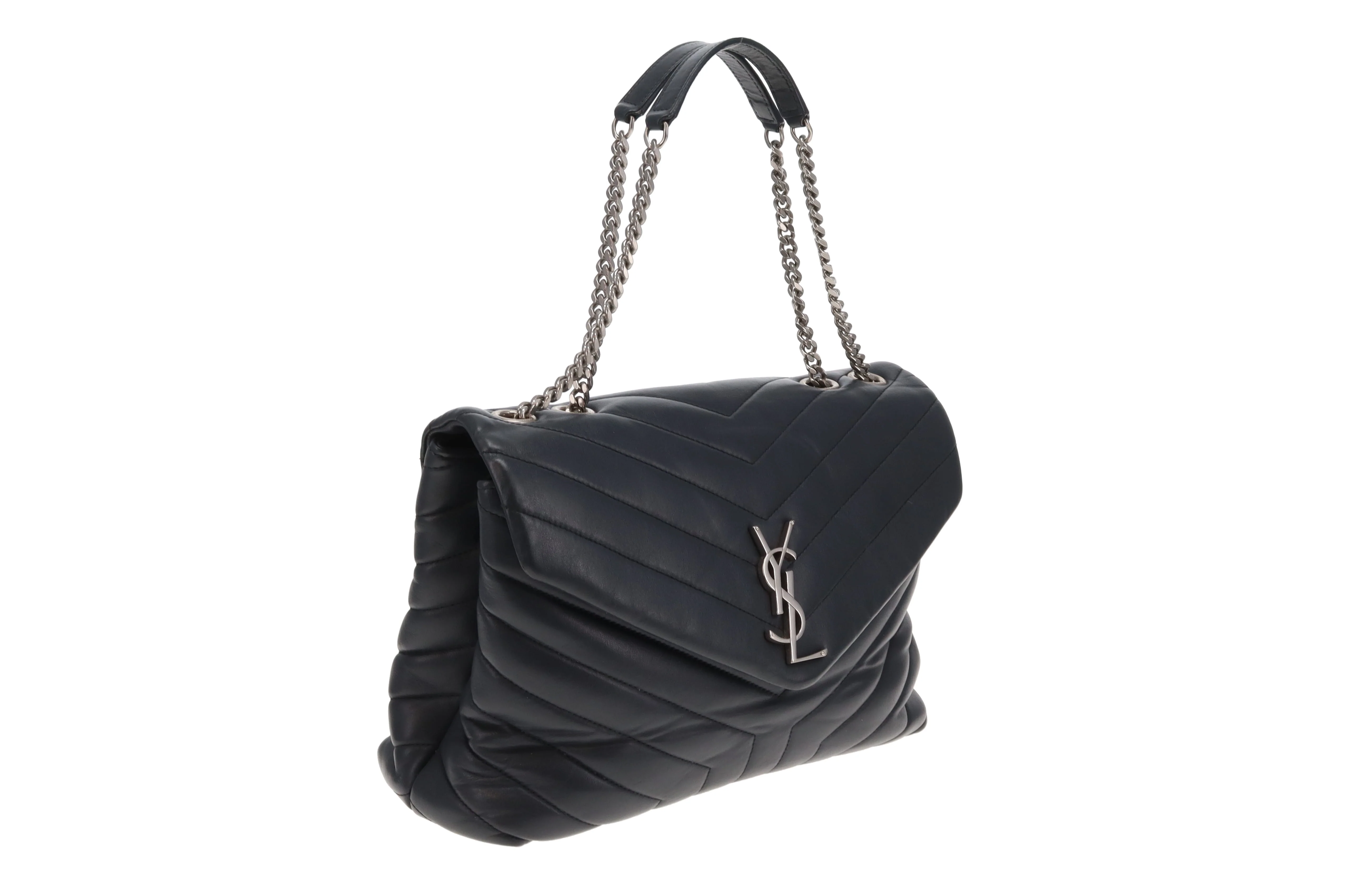 Saint Laurent LouLou Medium In Dark Smog Chevron Leather - Image 5
