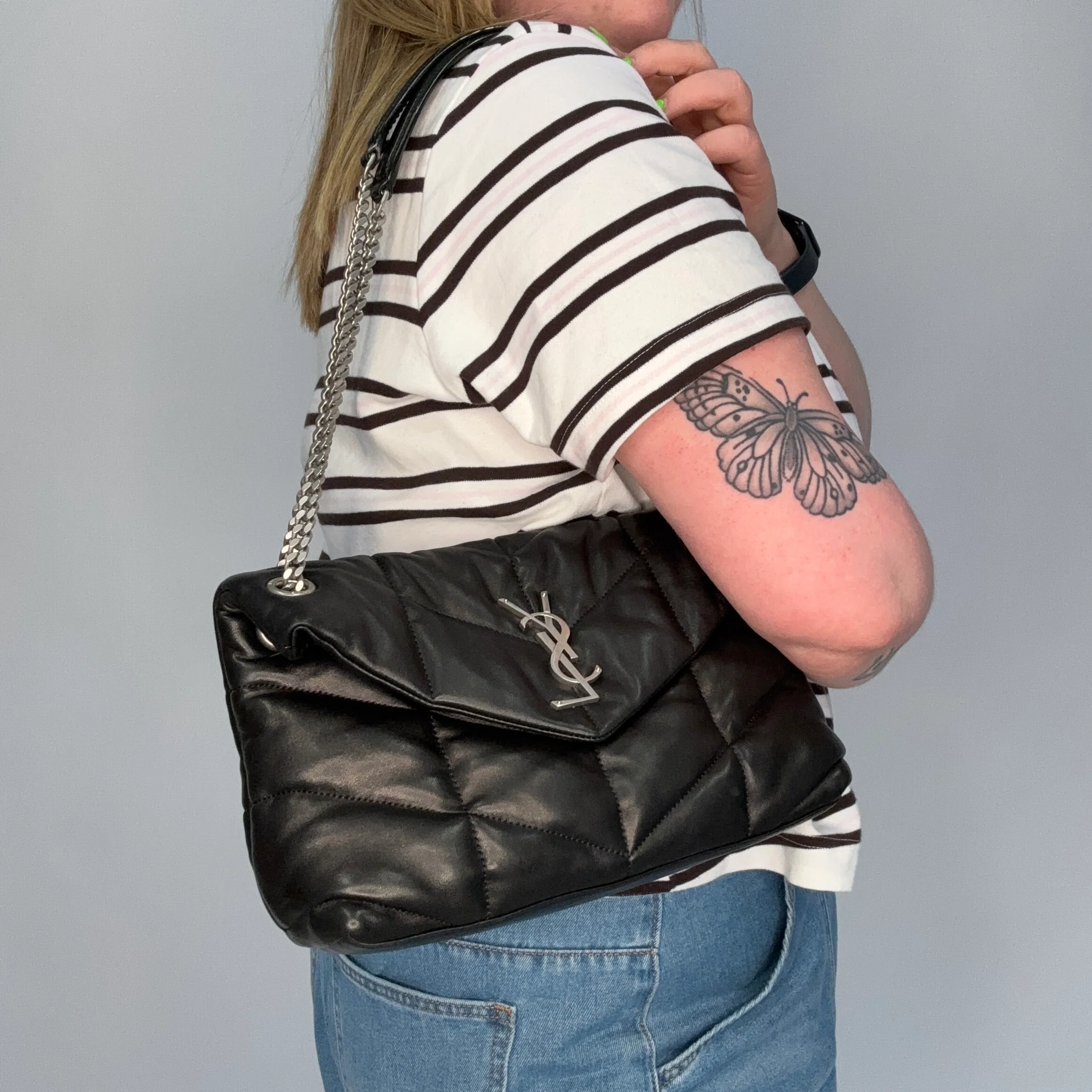 Saint Laurent Puffer Small Black Lambskin Silver HW 2021 - Image 2