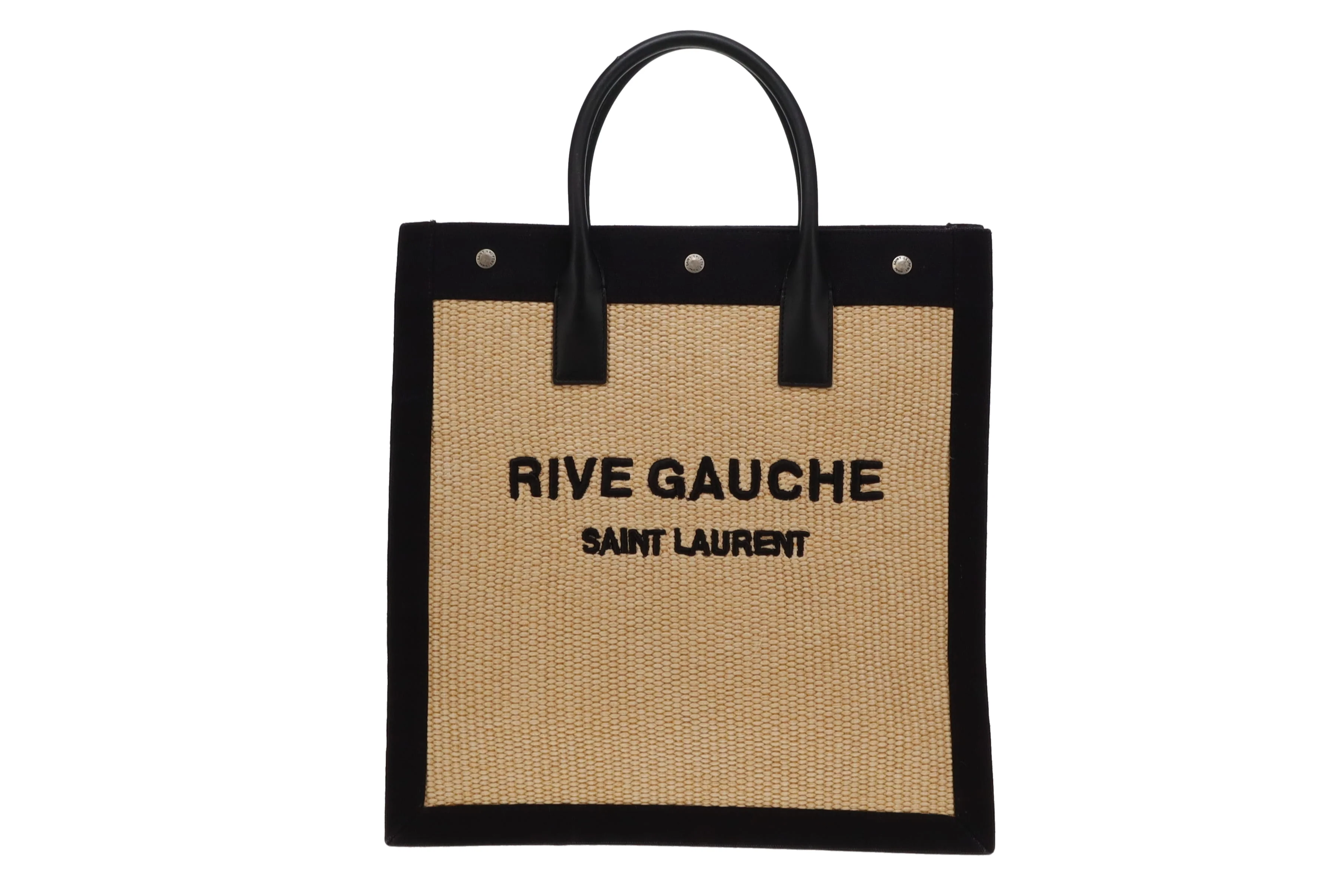 Saint Laurent Rive Gauche Vertical Tote Raffia and Leather