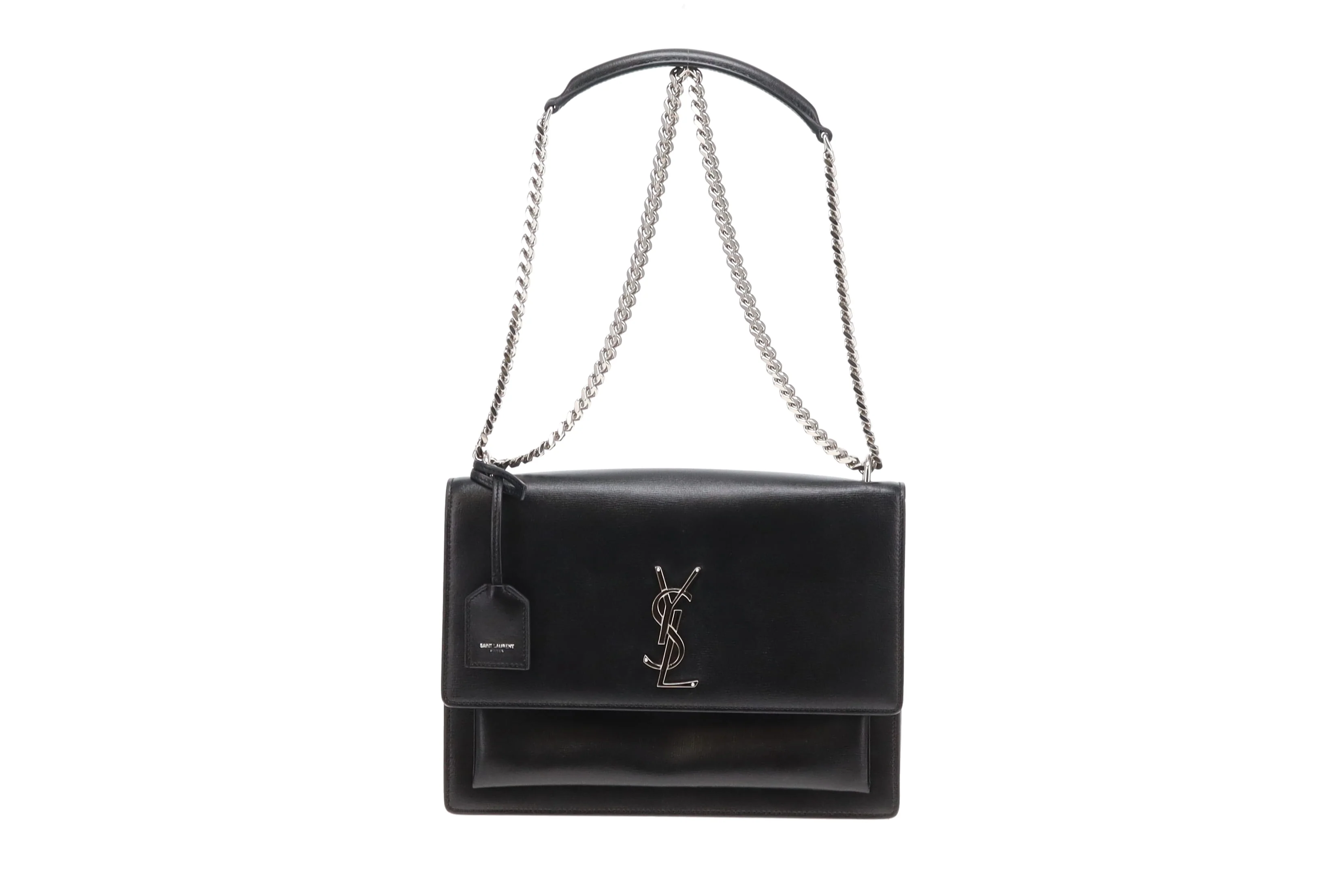 Saint Laurent Sunset Large Black Leather SHW