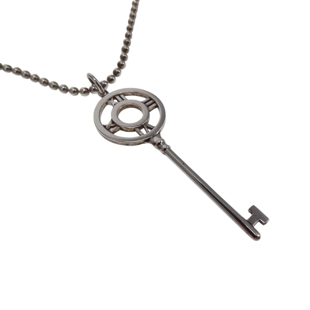 Tiffany & Co Atlas Collection Key Pendant On Beaded Chain Sterling Silver - Image 4