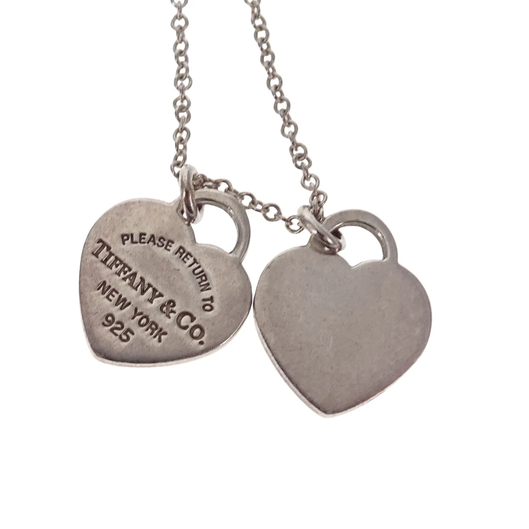 Tiffany & Co Double Heart Mini RTT Tag Necklace Sterling Silver - Image 4