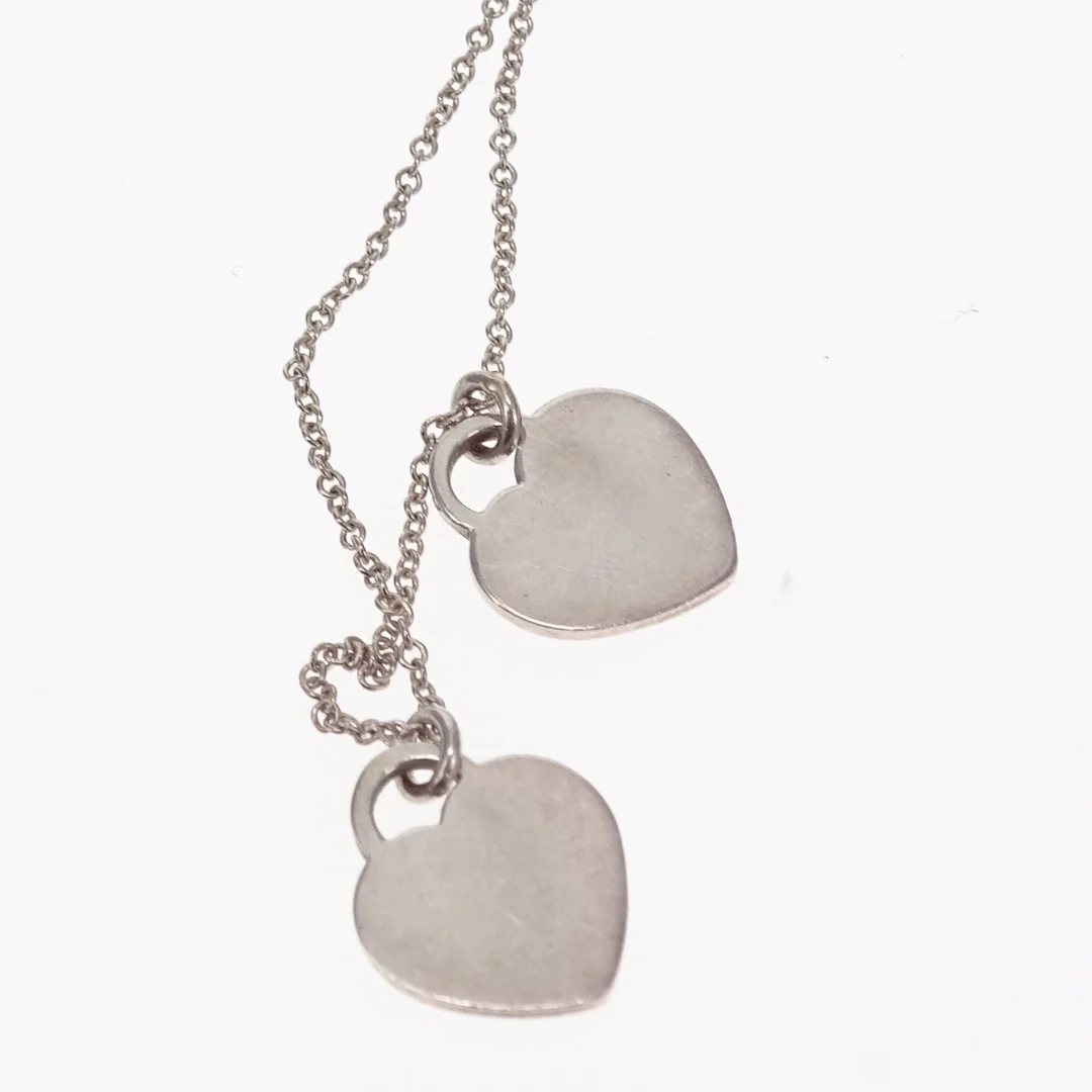 Tiffany & Co Double Heart Mini RTT Tag Necklace Sterling Silver - Image 5