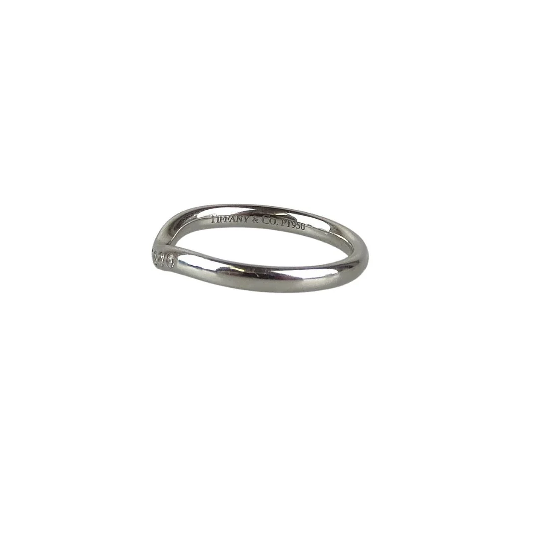 Tiffany & Co Elsa Peretti® Wedding Band Ring In Platinum With .06 Diamond Weight (Size 49) - Image 8